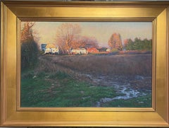 Peinture à l'huile impressionniste de Michael Budden - Paysage rural - Ombres et lumières