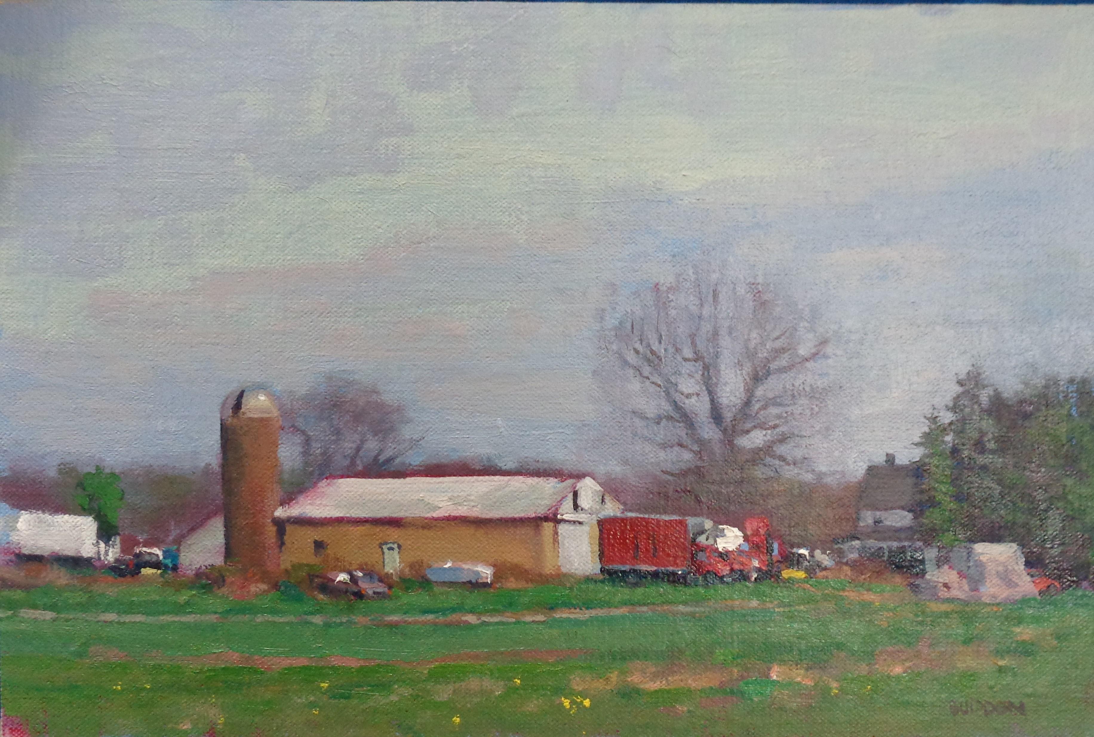  Peinture impressionniste - Paysage rural de ferme - Michael Budden  en vente 1