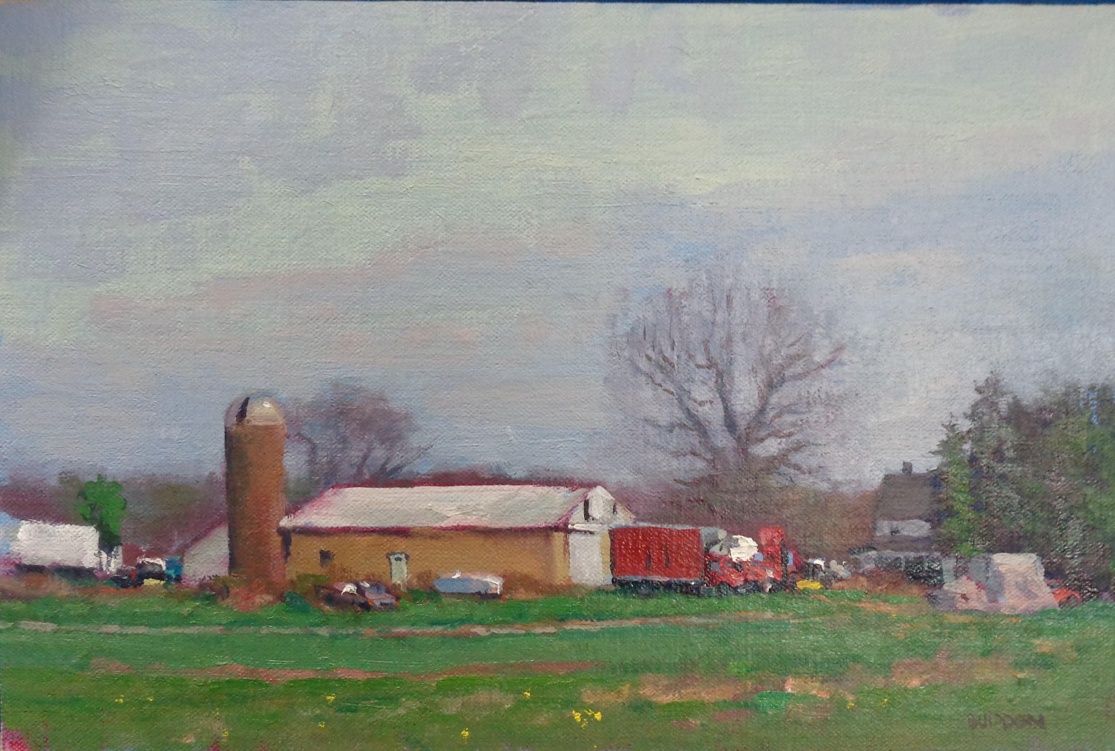 Pittura impressionista di paesaggio rurale di fattoria Michael Budden in vendita 1