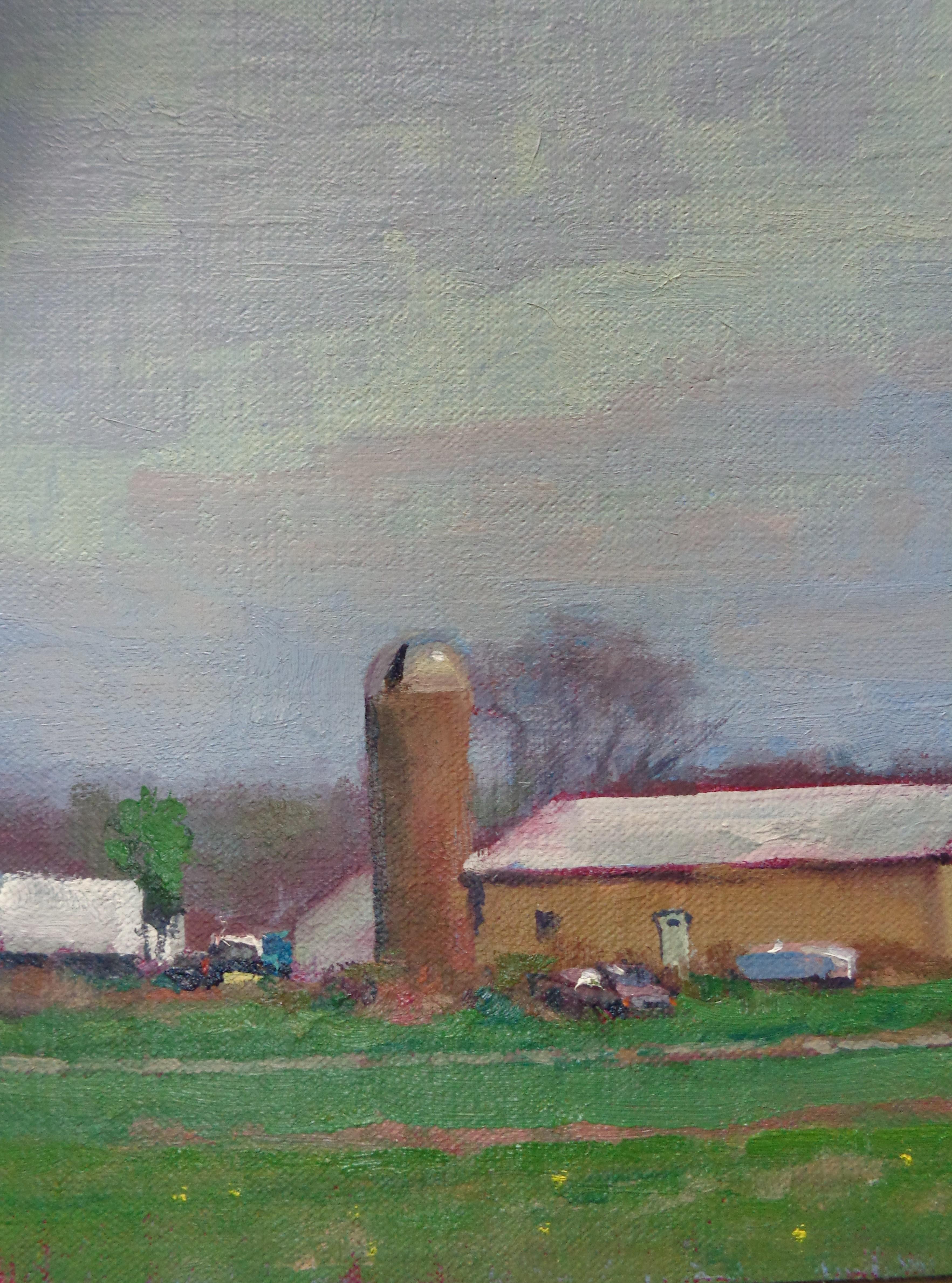 Pittura impressionista di paesaggio rurale di fattoria Michael Budden in vendita 2