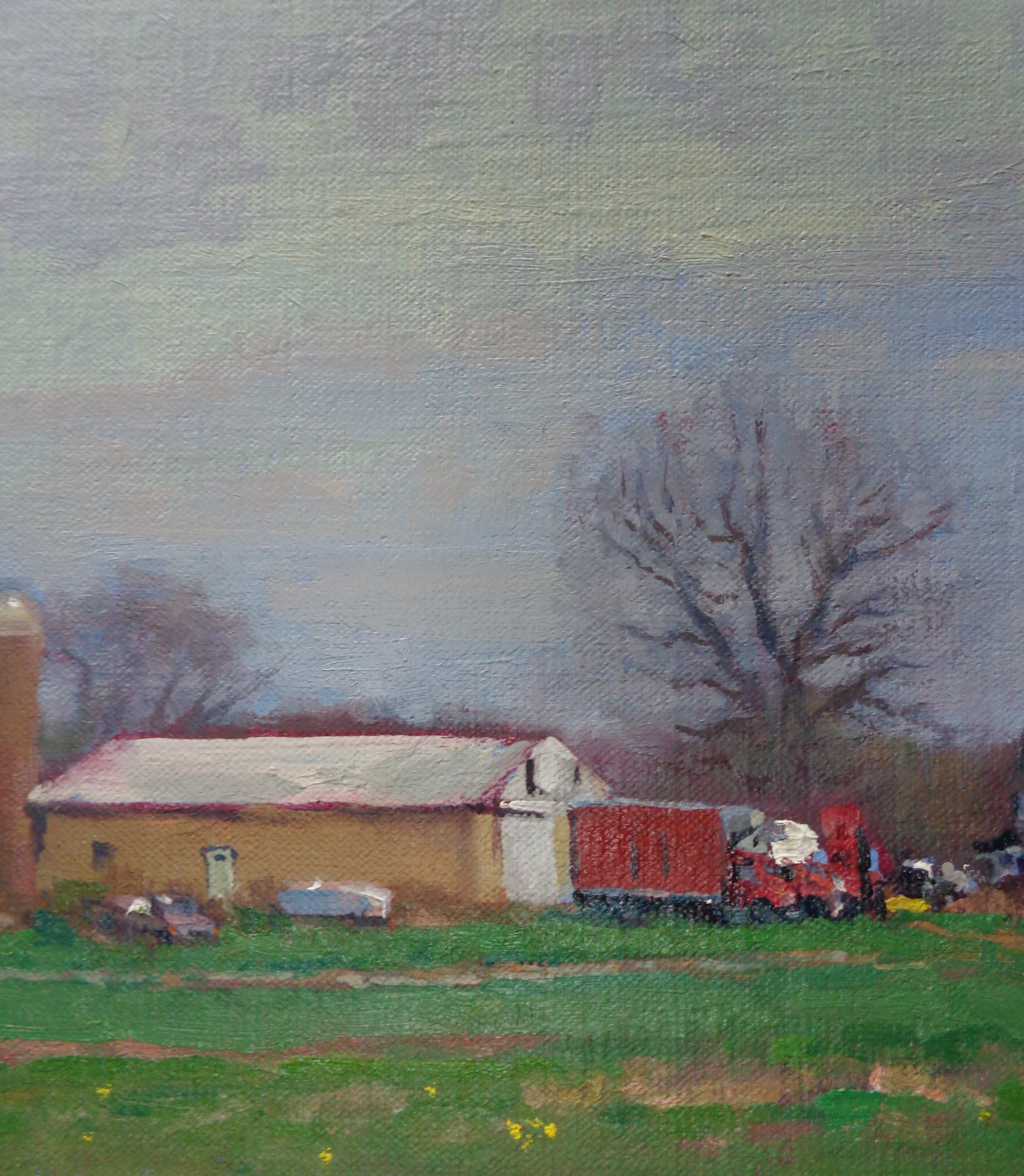 Pittura impressionista di paesaggio rurale di fattoria Michael Budden in vendita 3