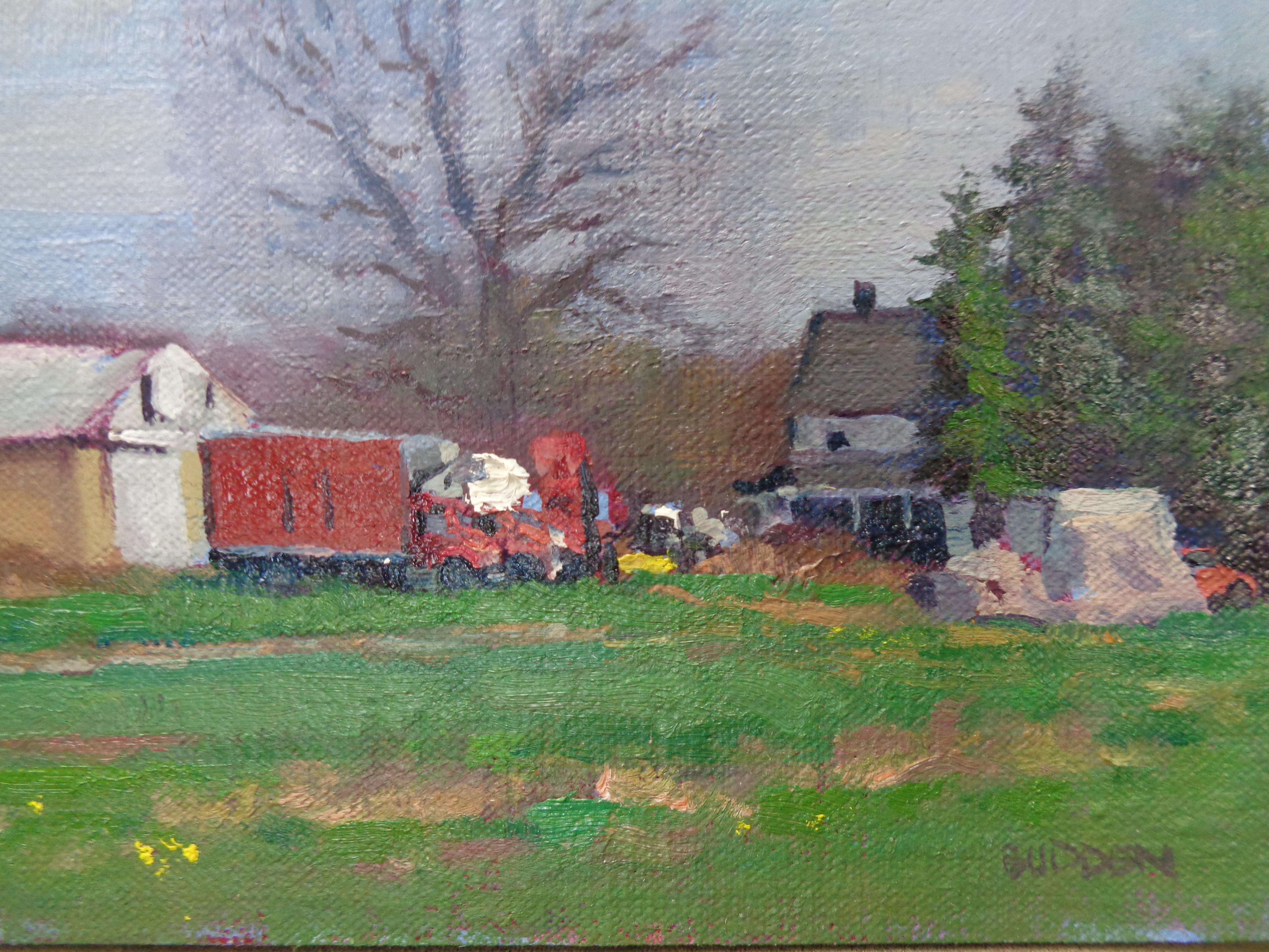 Pittura impressionista di paesaggio rurale di fattoria Michael Budden in vendita 5