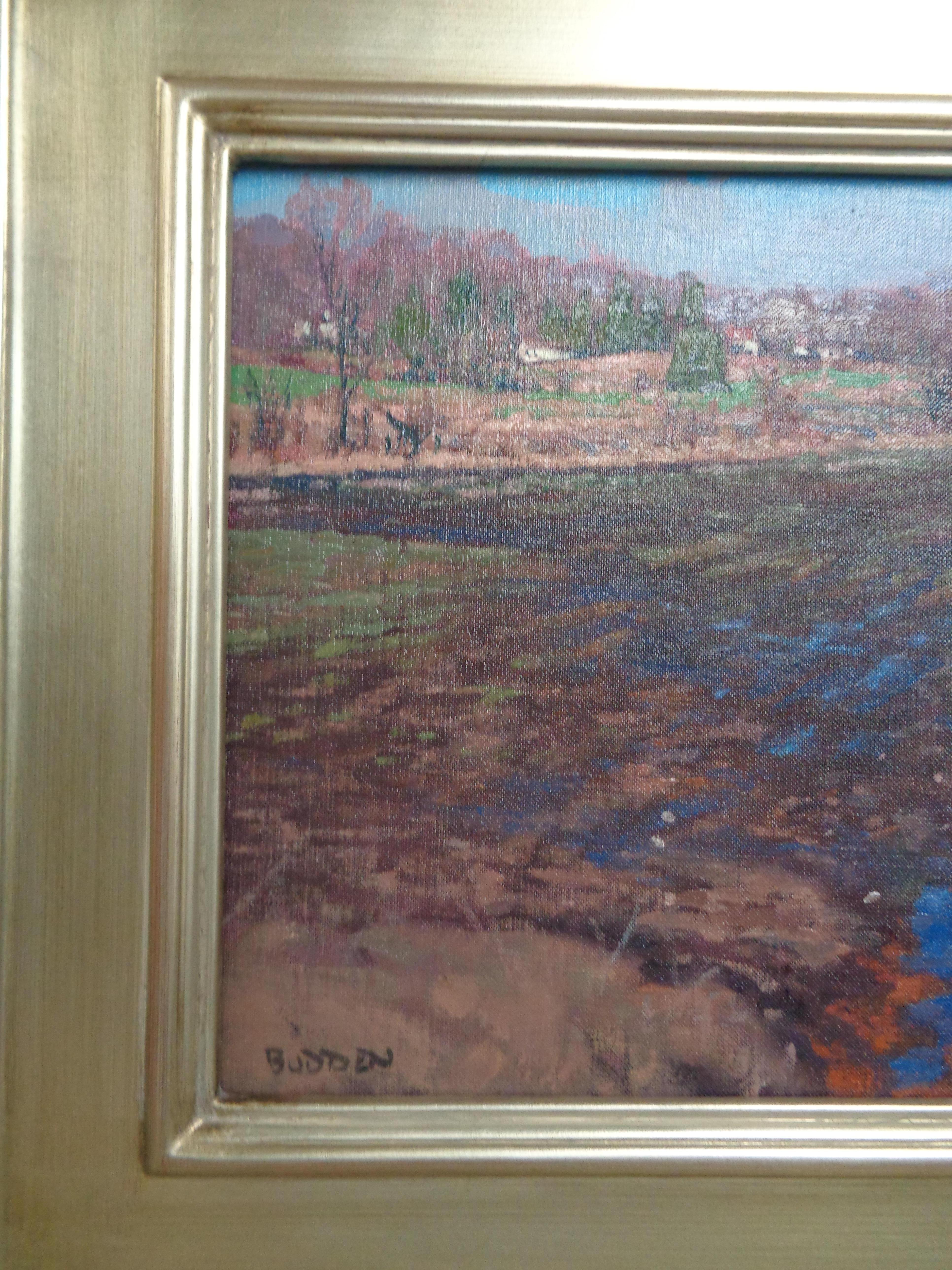Paesaggio rurale impressionistico dipinto a olio Michael Budden Campi agricoli in vendita 2