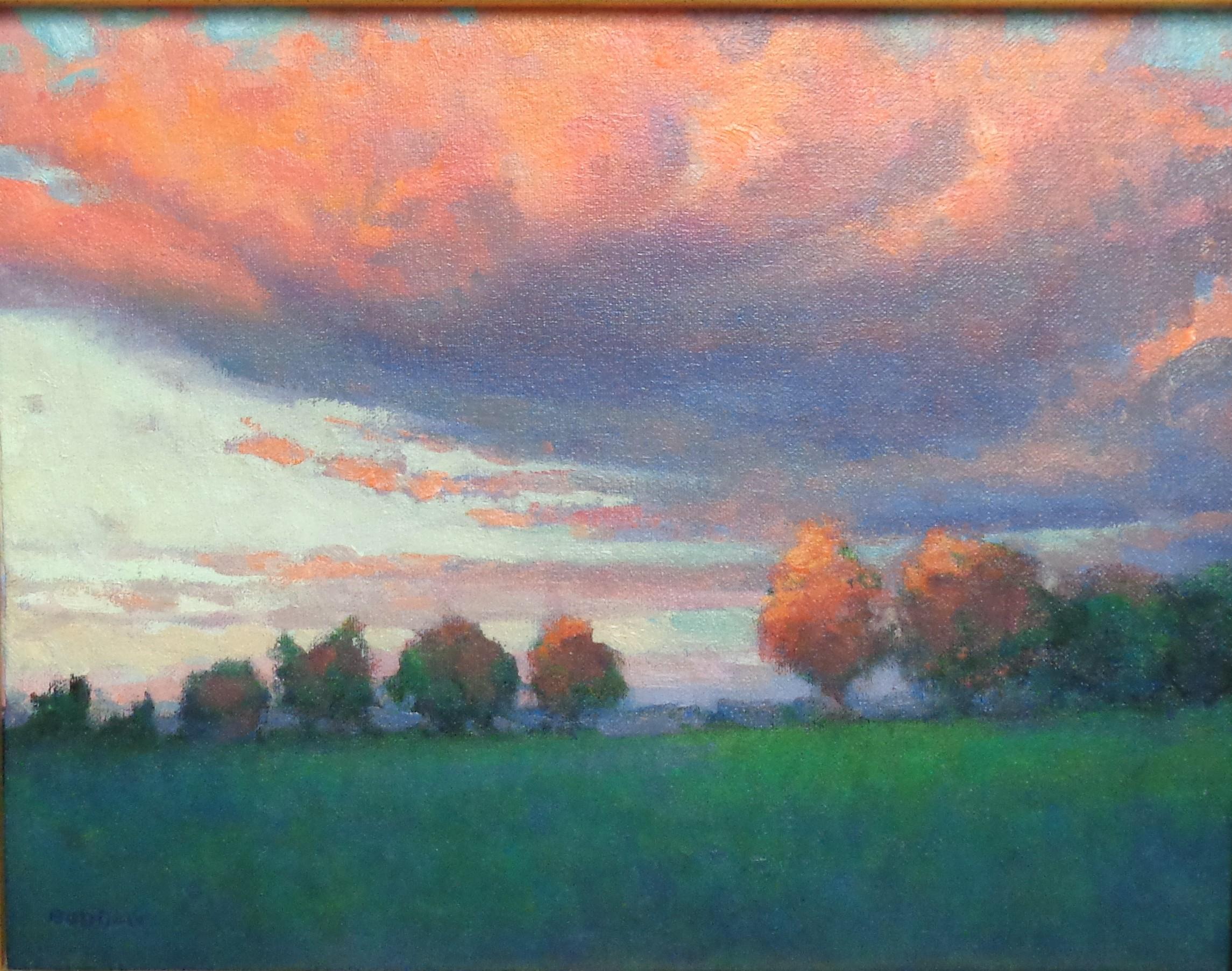  Impressionistic Rural Landscape Oil Painting Michael Budden Sunset Inspiration For Sale 1