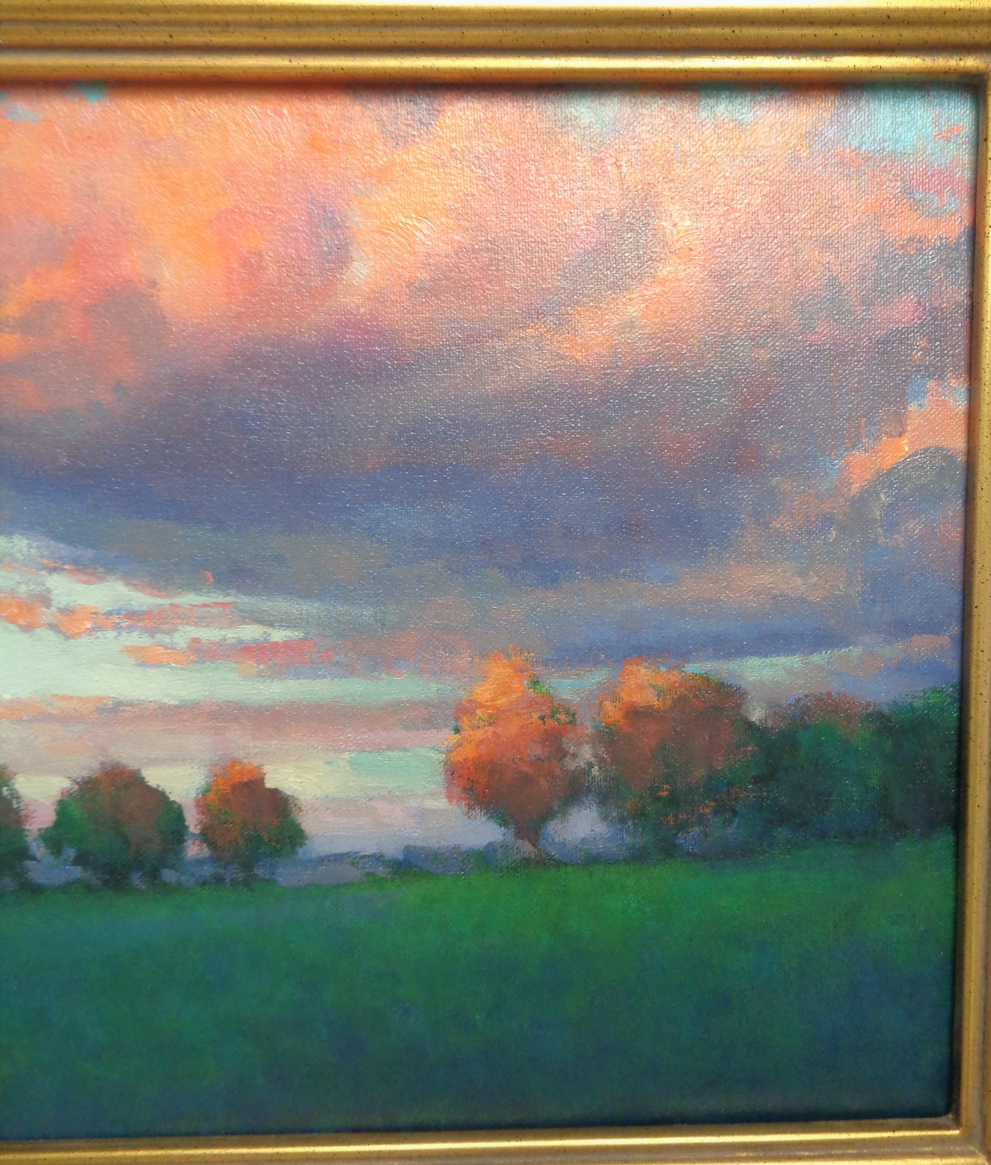 Impressionistic Rural Landscape Oil Painting Michael Budden Sunset Inspiration For Sale 3