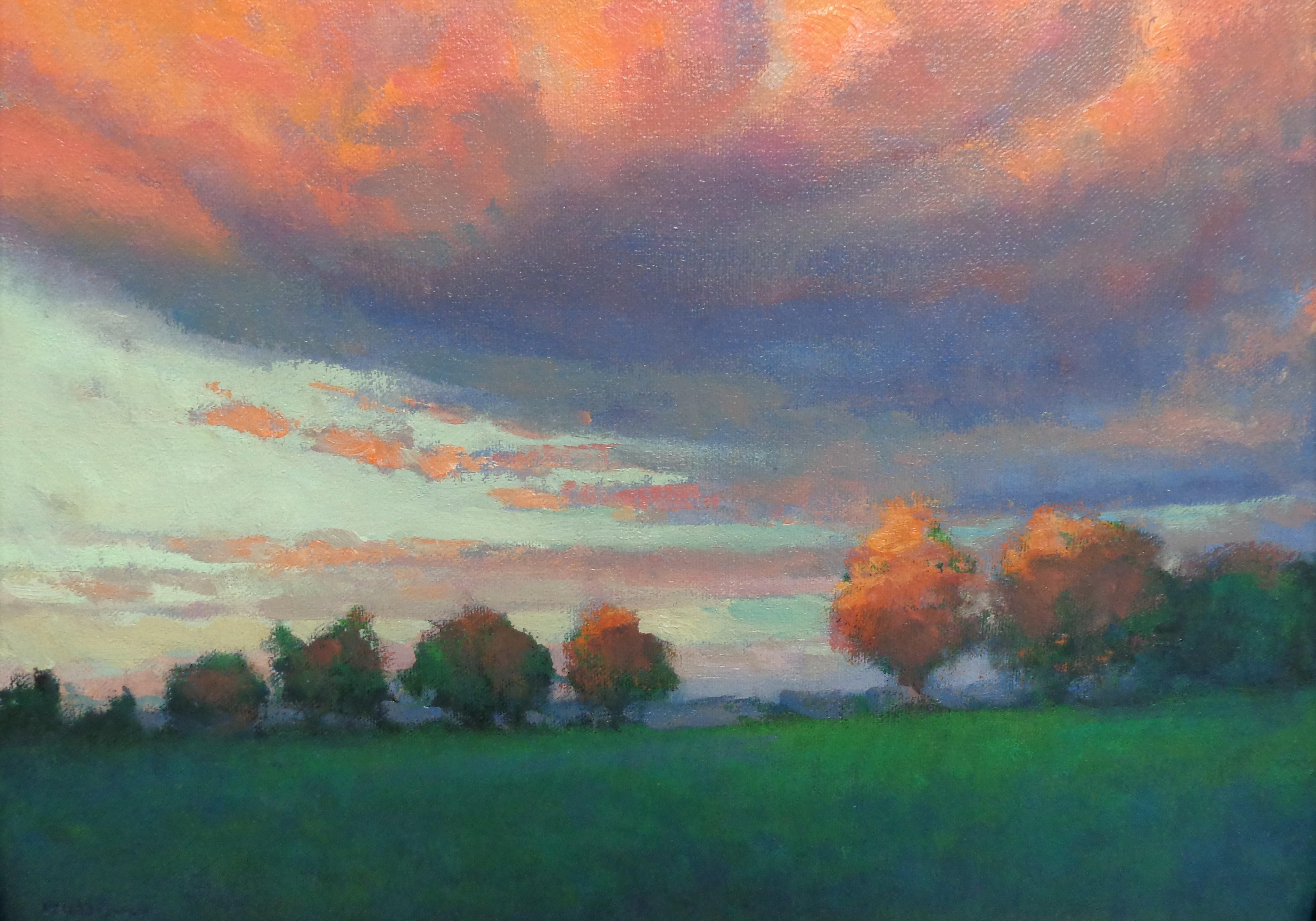 Impressionistic Rural Landscape Oil Painting Michael Budden Sunset Inspiration For Sale 4