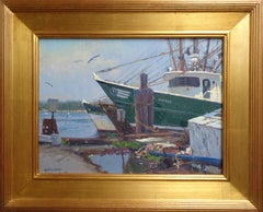 Impressionistic Seascape Boat Painting Michael Budden In For The Afternoon
