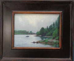  Impressionistic Seascape Boat Painting Michael Budden Morning Grays, Mystic CT