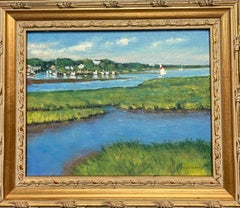 Impressionistische Meereslandschaft, Gemälde, Mike Budden, Backwater Hideaway Boats