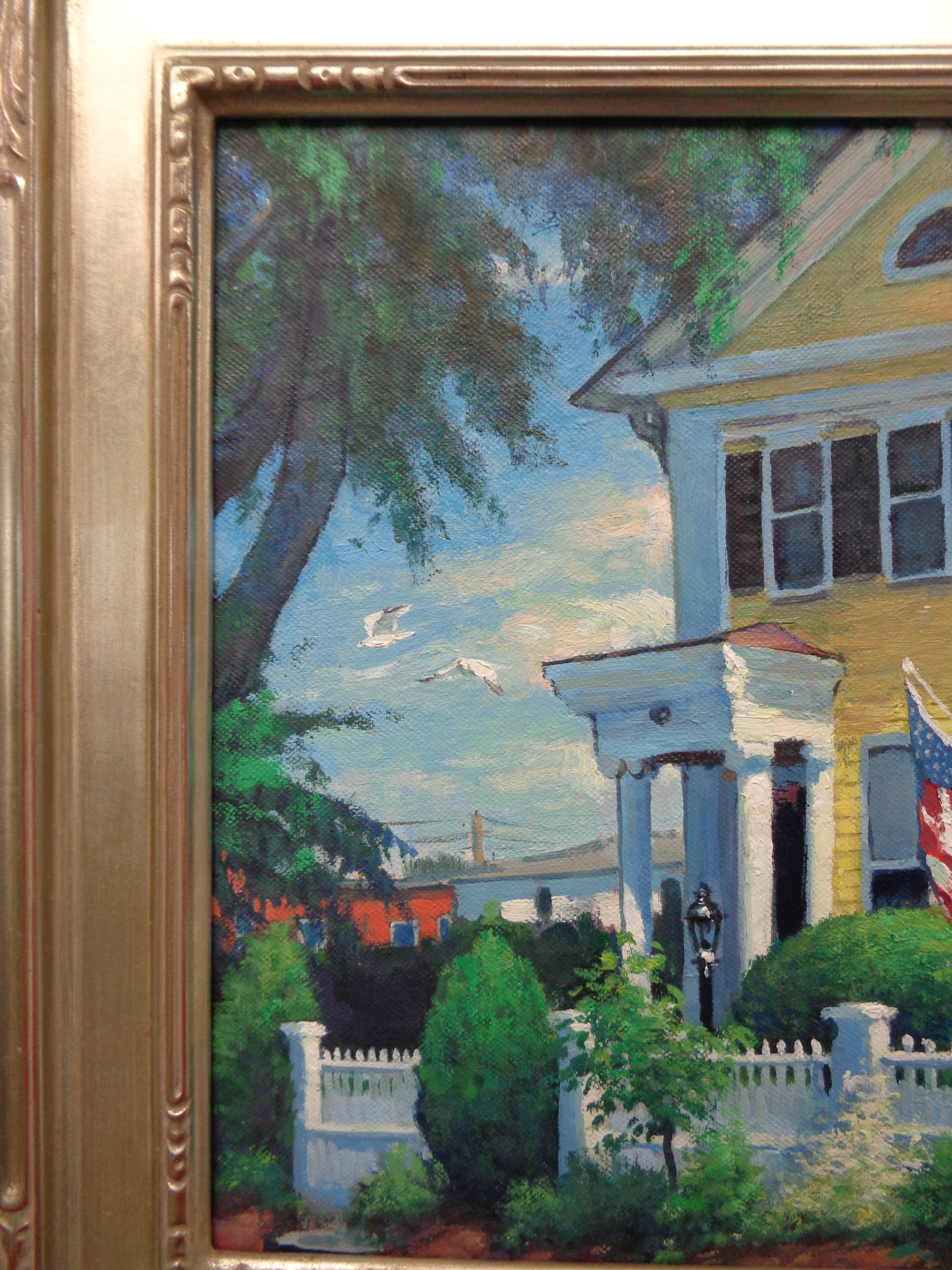 Paisaje marino impresionista Mystic CT Pintura Michael Budden La casa de los capitanes en venta 1