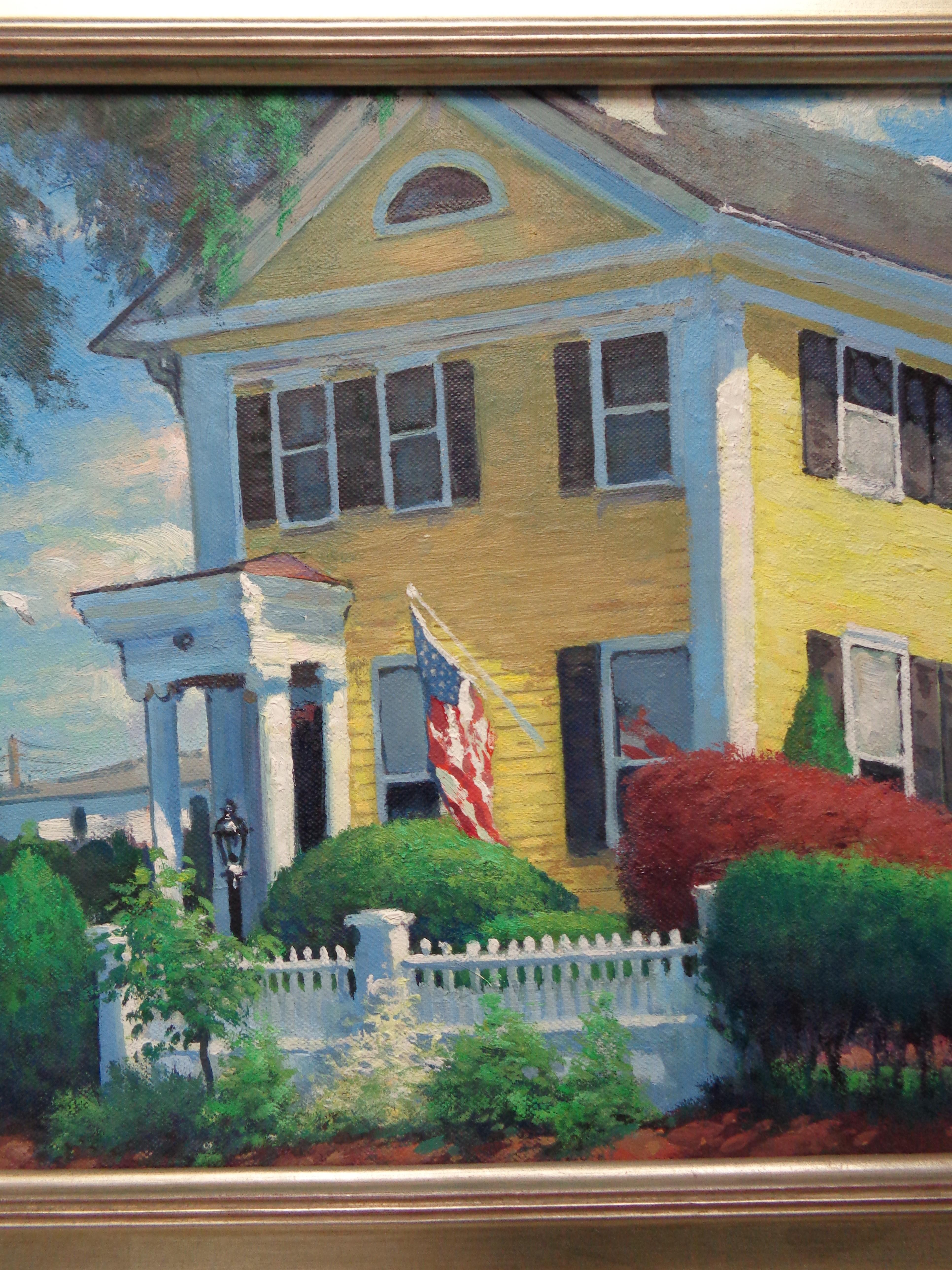 Paisaje marino impresionista Mystic CT Pintura Michael Budden La casa de los capitanes en venta 2