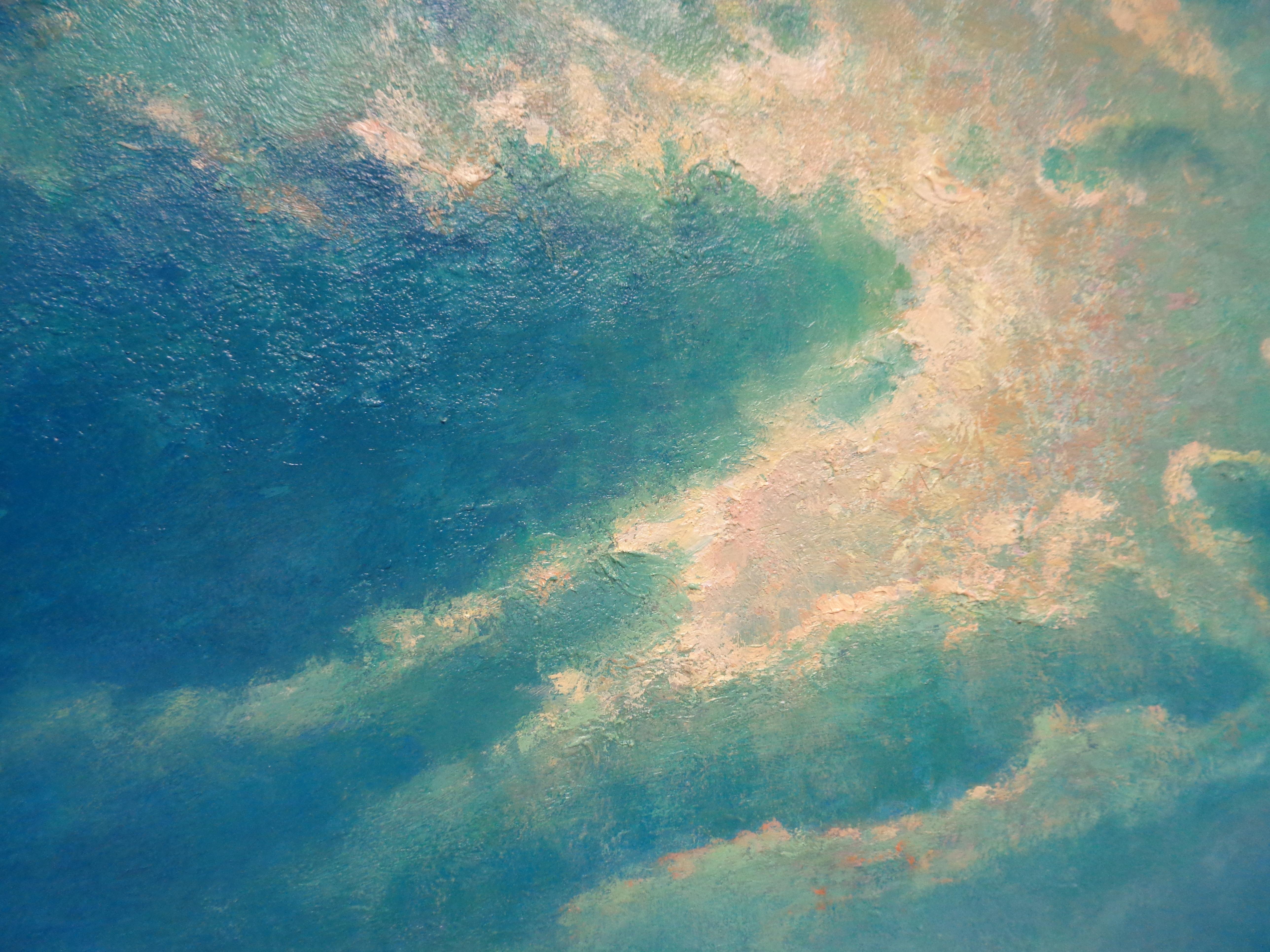 Pittura impressionistica paesaggio marino notturno Michael Budden Moon Light Vela in vendita 5