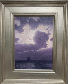 Impressionistic Seascape Nocturne Painting Michael Budden Moonlight Sailing 
