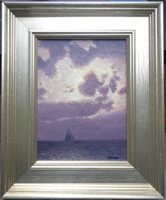 Impressionistic Seascape Nocturne Painting Michael Budden Moonlight Sailing