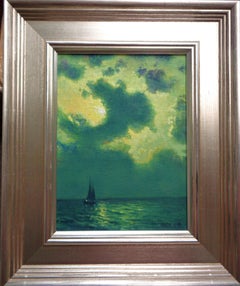 Impressionistic Seascape Nocturne Painting Michael Budden Moonlight Sailing I