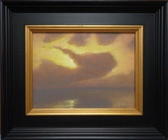 Impressionistic Seascape Ocean Nocturne Painting Michael Budden Golden Moonrise