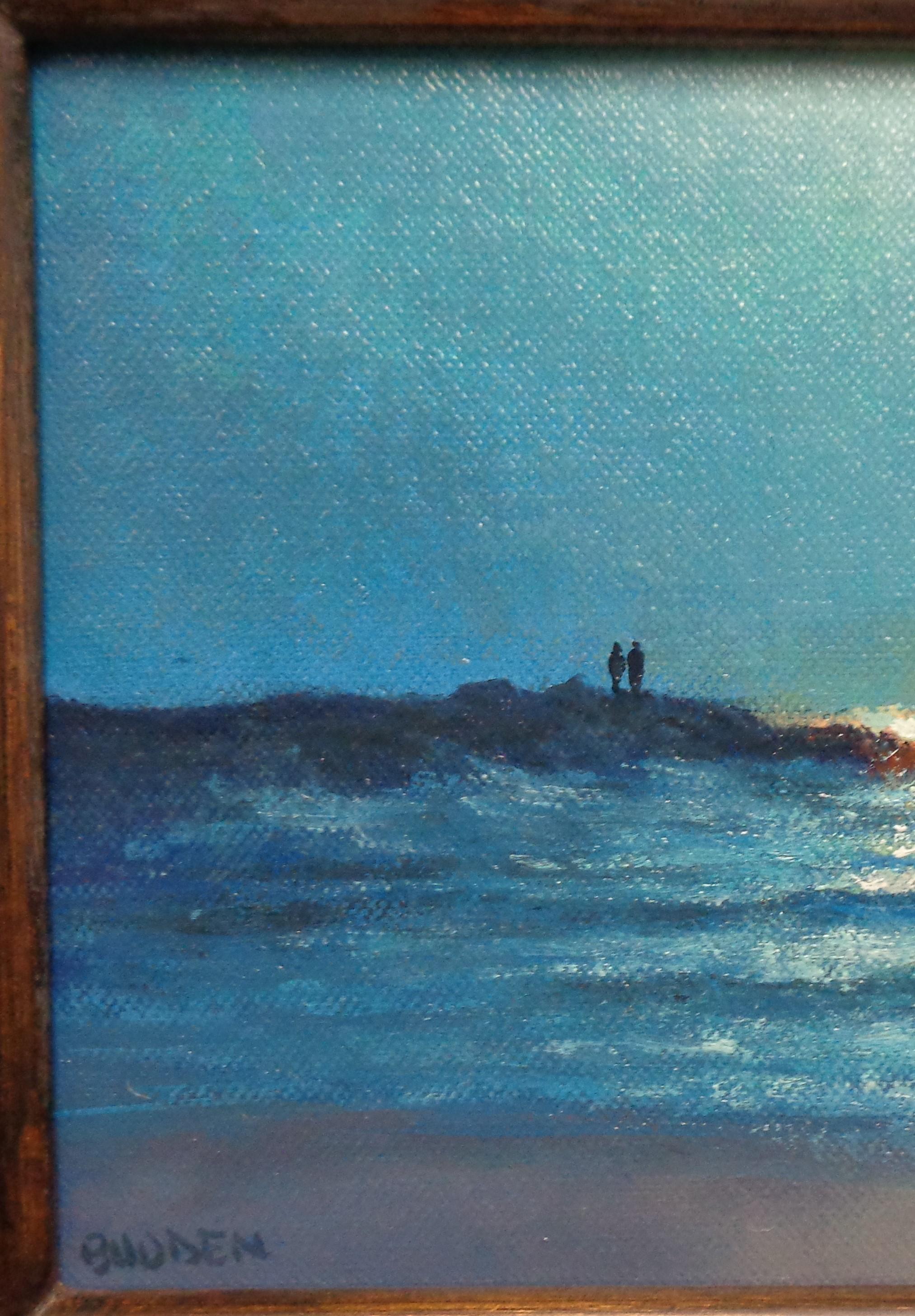 Impressionistic Seascape Ocean Painting Michael Budden Moon Light Jetty 2