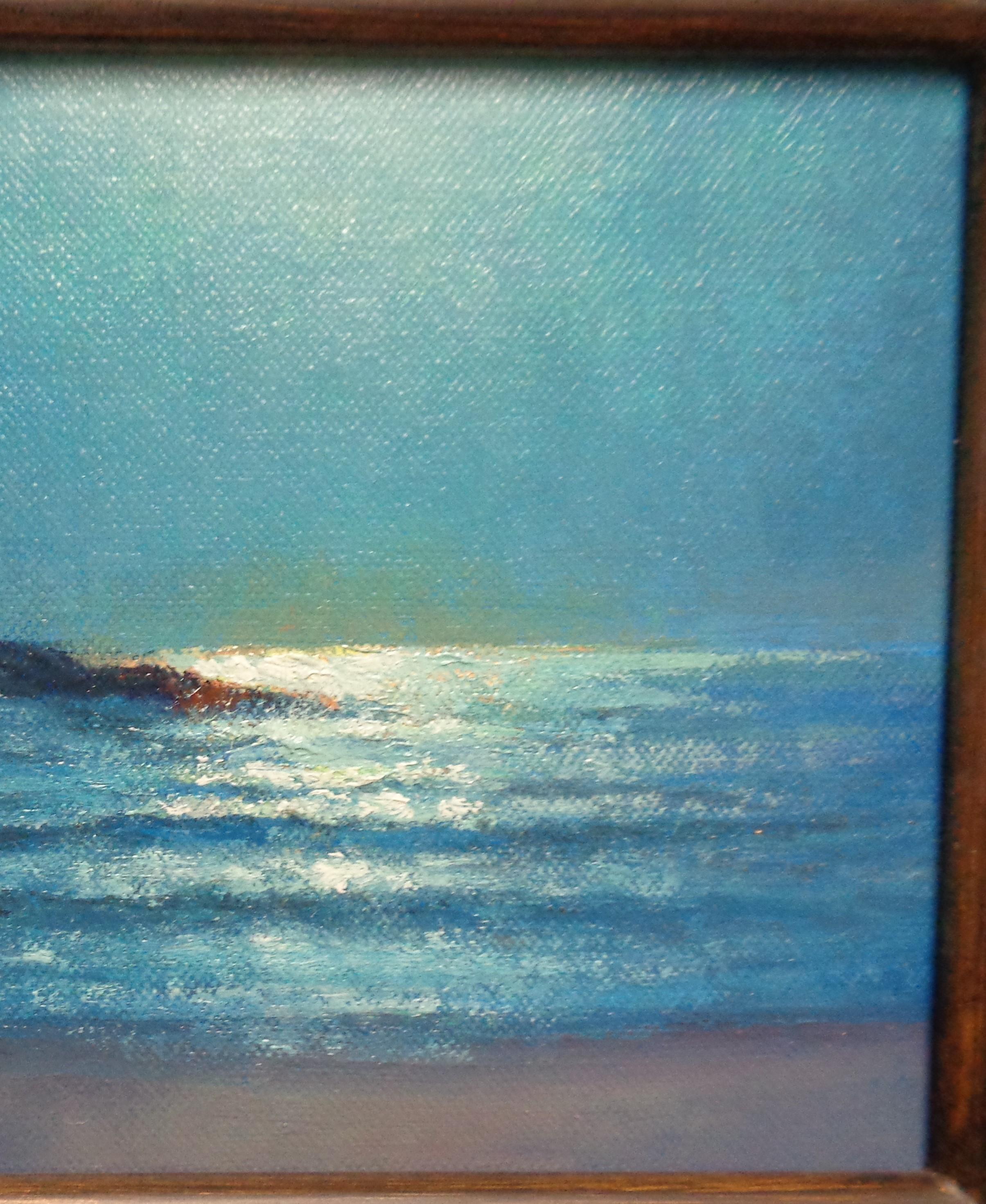 Impressionistic Seascape Ocean Painting Michael Budden Moon Light Jetty 3