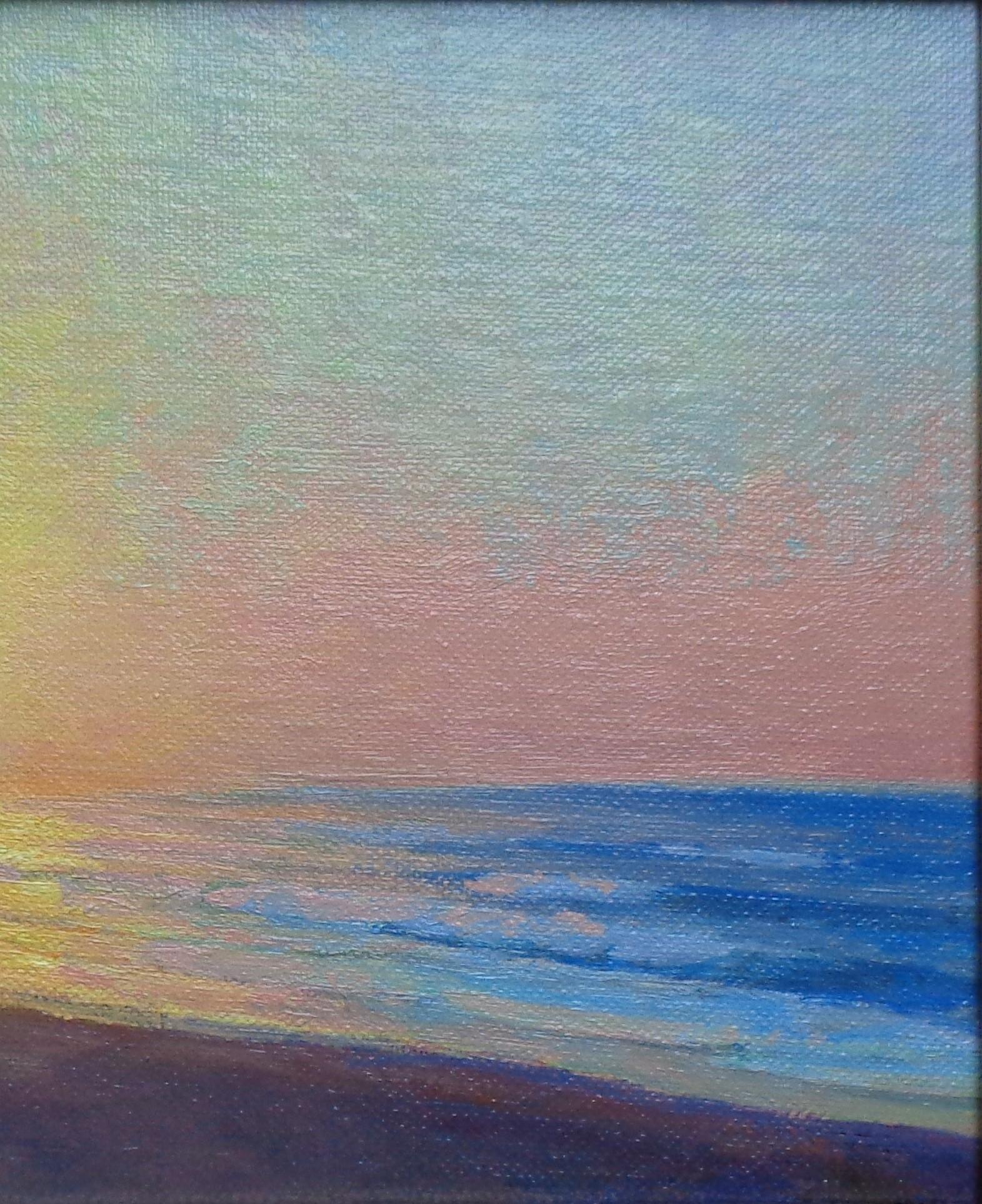 Pintura Impresionista Paisaje Marino Amanecer en el Océano Michael Budden Sol Matutino en venta 3