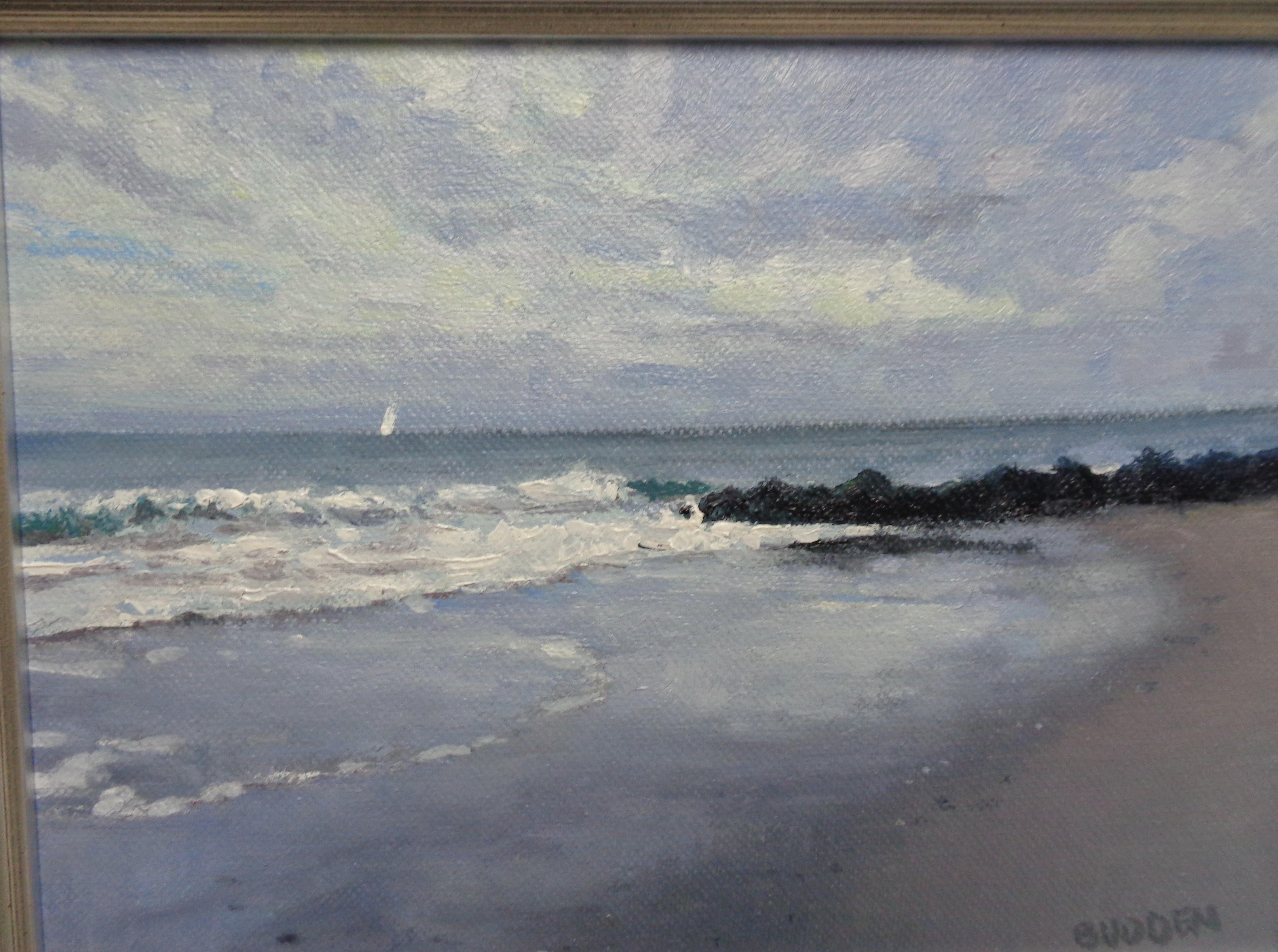  Impressionistic Seascape Oil Painting Michael Budden Beach Ocean Sail Boat Surf For Sale 3