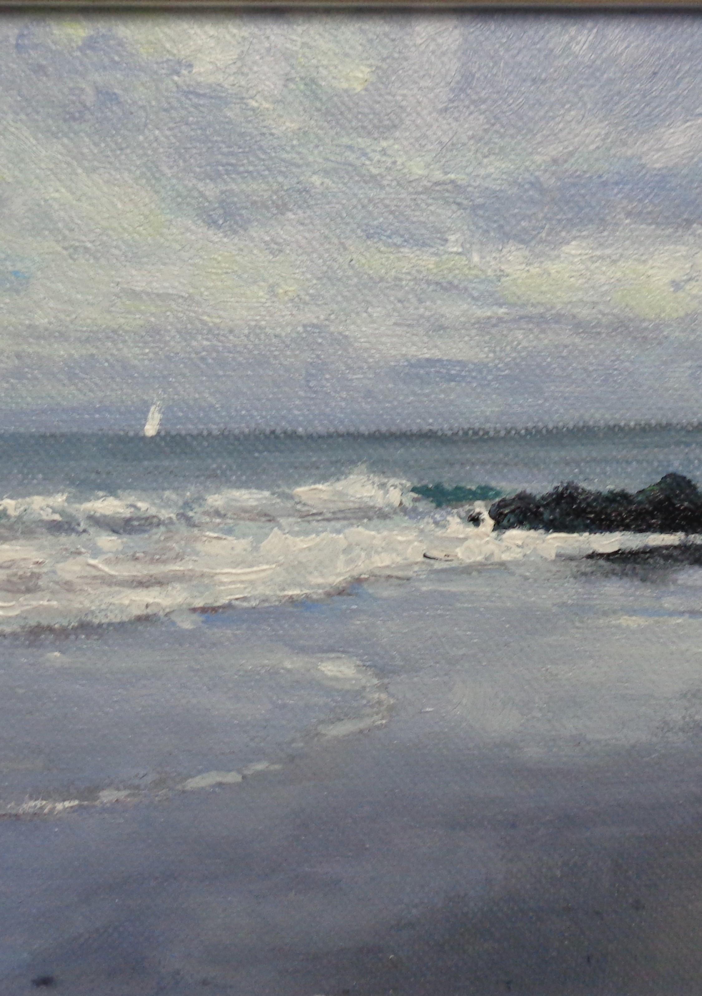  Impressionistic Seascape Oil Painting Michael Budden Beach Ocean Sail Boat Surf For Sale 4