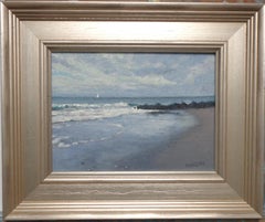  Impressionistic Seascape Oil Painting Michael Budden Beach Ocean Sail Boat Surf