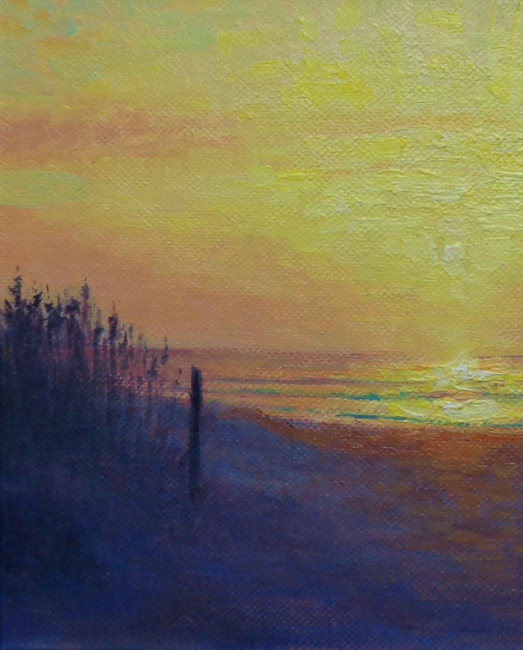 Paisaje marino impresionista Pintura al óleo Michael Budden Colores del amanecer en venta 2