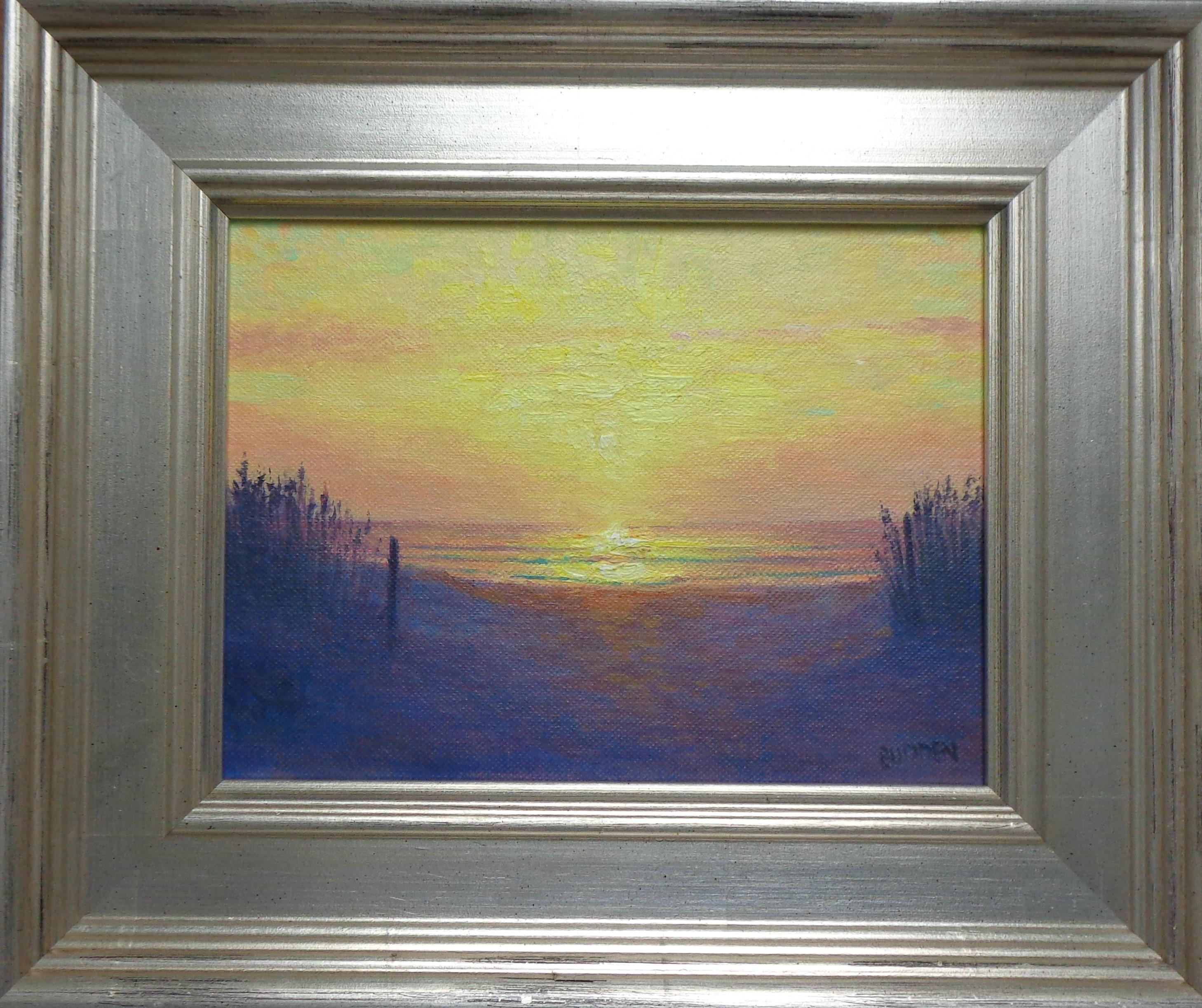 Couleurs du soleil levant
huile/panneau
Une peinture à l'huile sur toile de l'artiste contemporain primé Michael Budden qui présente un coucher de soleil spectaculaire et sensationnel créé dans un style réaliste impressionniste. L'image mesure 6 x 8