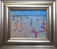 Pittura impressionistica del paesaggio marino Michael Budden Beach Play V