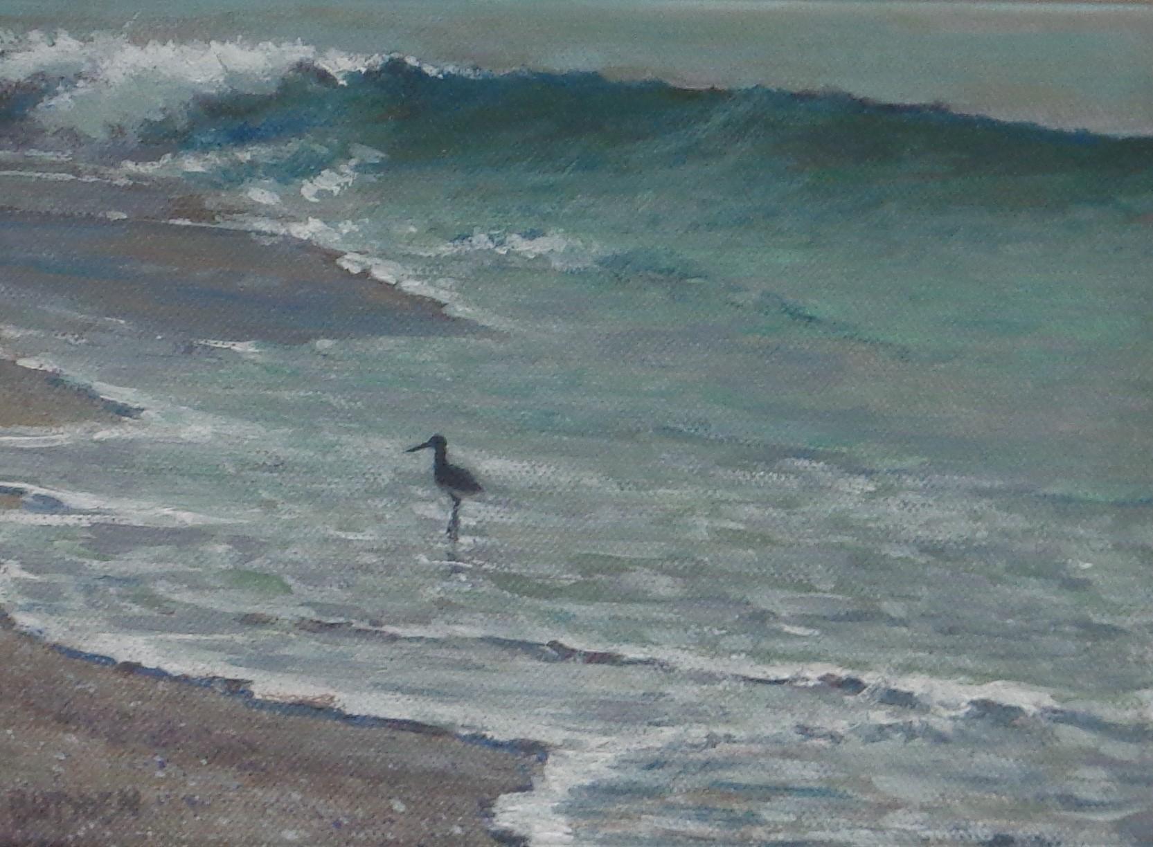 Impressionistic Seascape Painting Michael Budden Coastal Wader For Sale 1