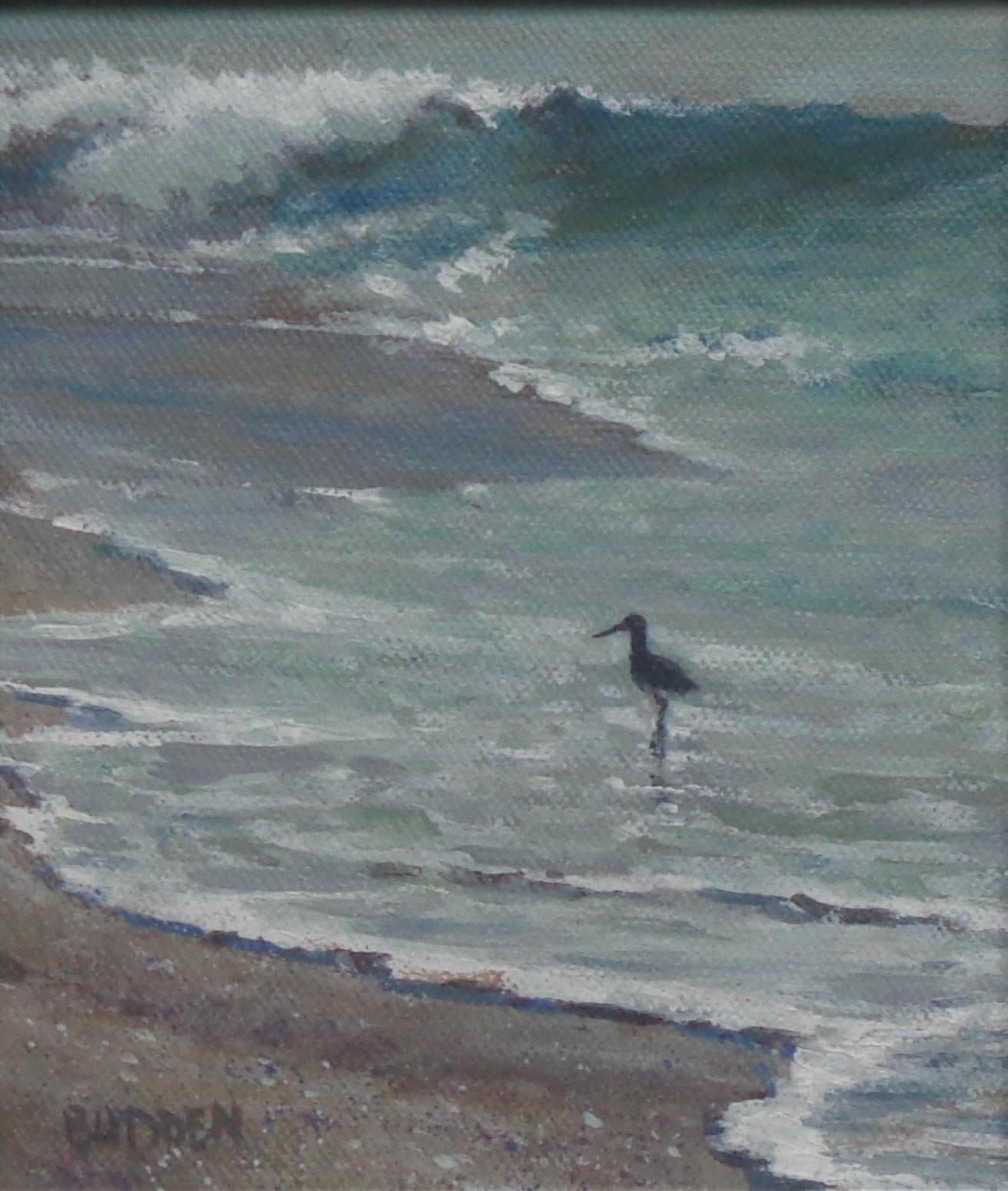 Impressionistic Seascape Painting Michael Budden Coastal Wader For Sale 2