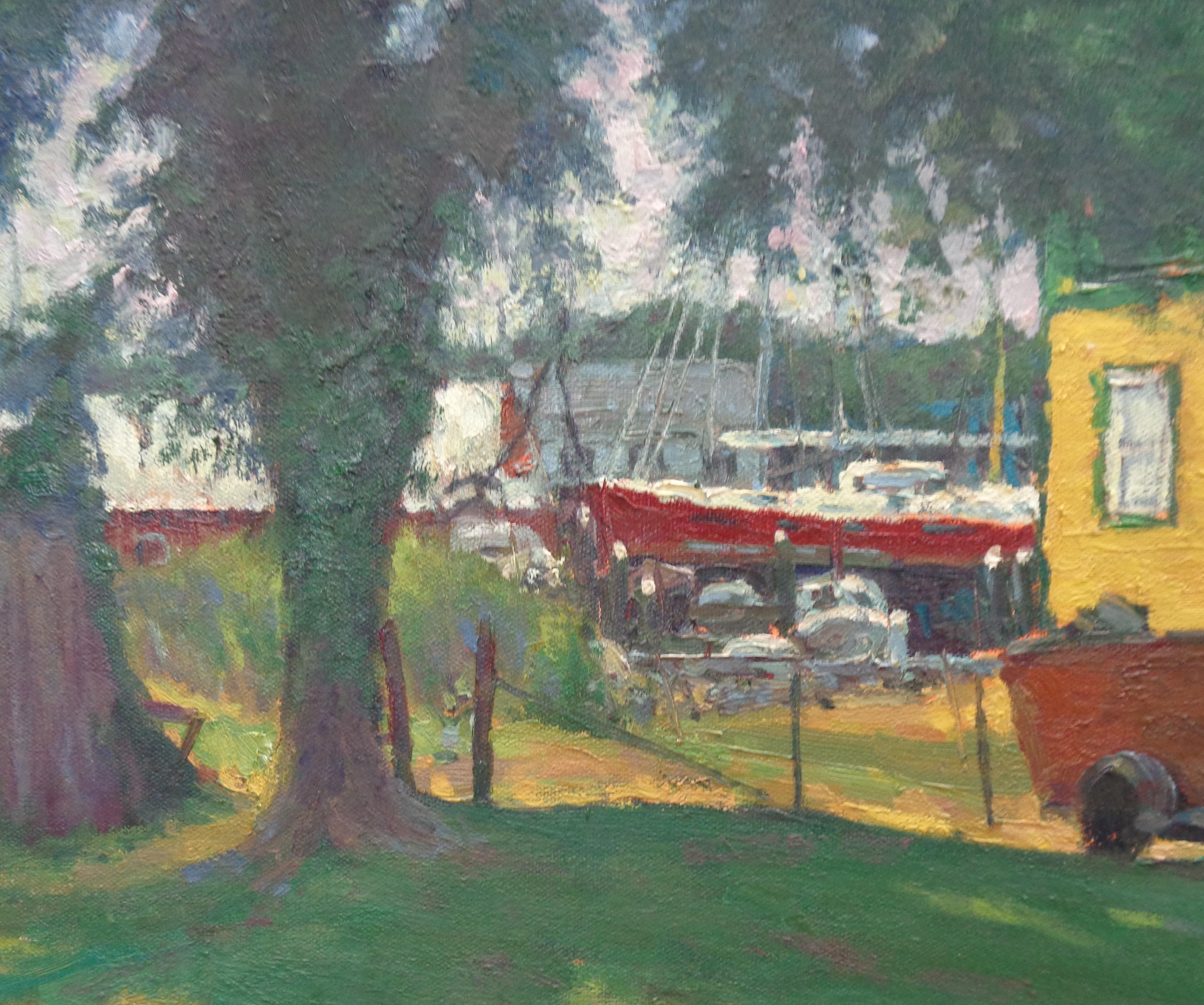Pittura impressionistica di paesaggi marini di Michael Budden Marin e Barche in vendita 6