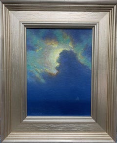 Pittura impressionistica di paesaggio marino Michael Budden Notturno al chiaro di luna