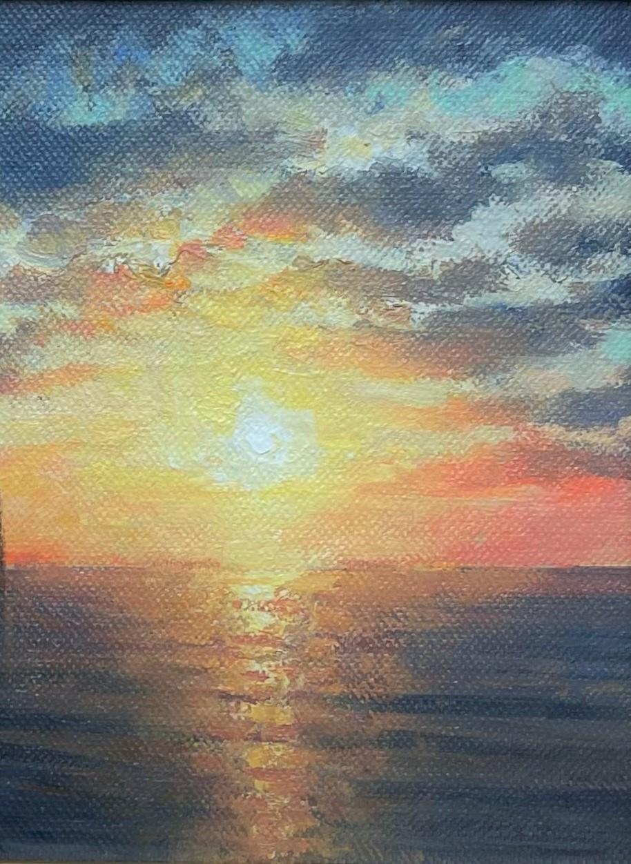 Pintura impresionista de paisajes marinos Michael Budden Sol de mañana en venta 3
