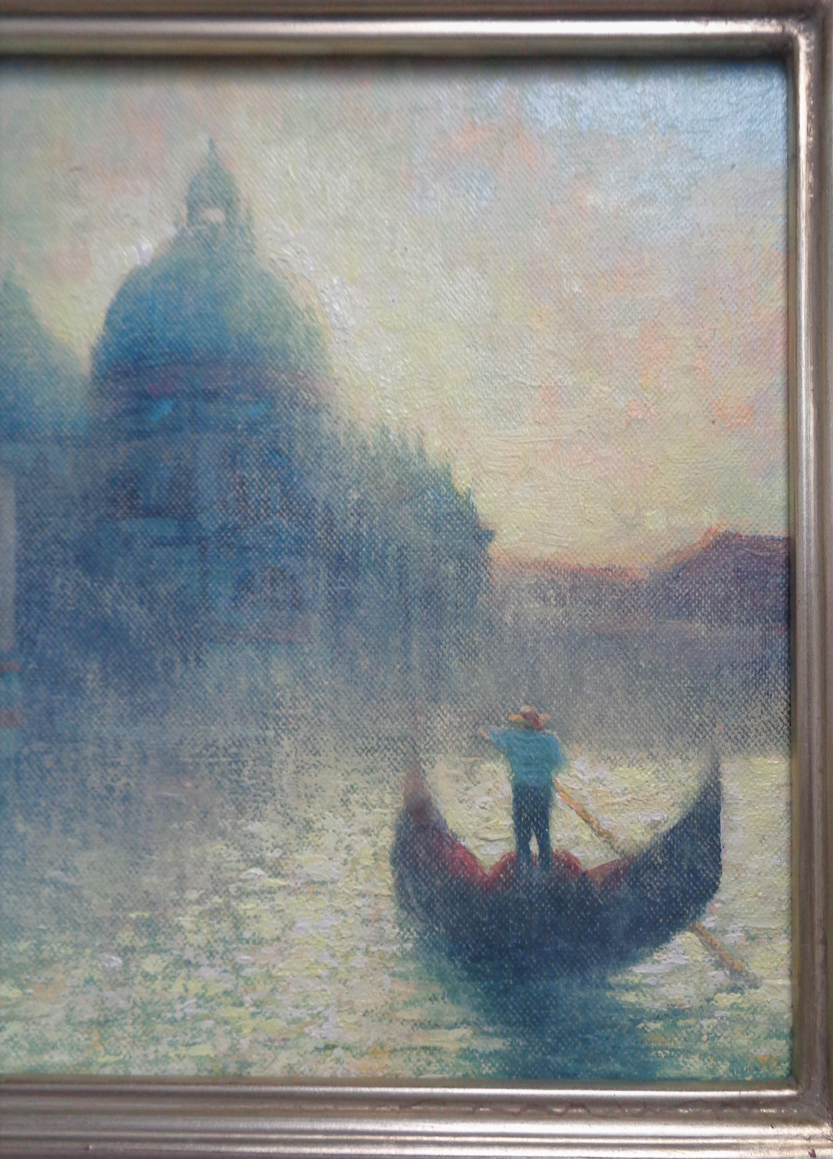  Impressionistic Seascape Venice Painting Michael Budden Morning Light For Sale 3