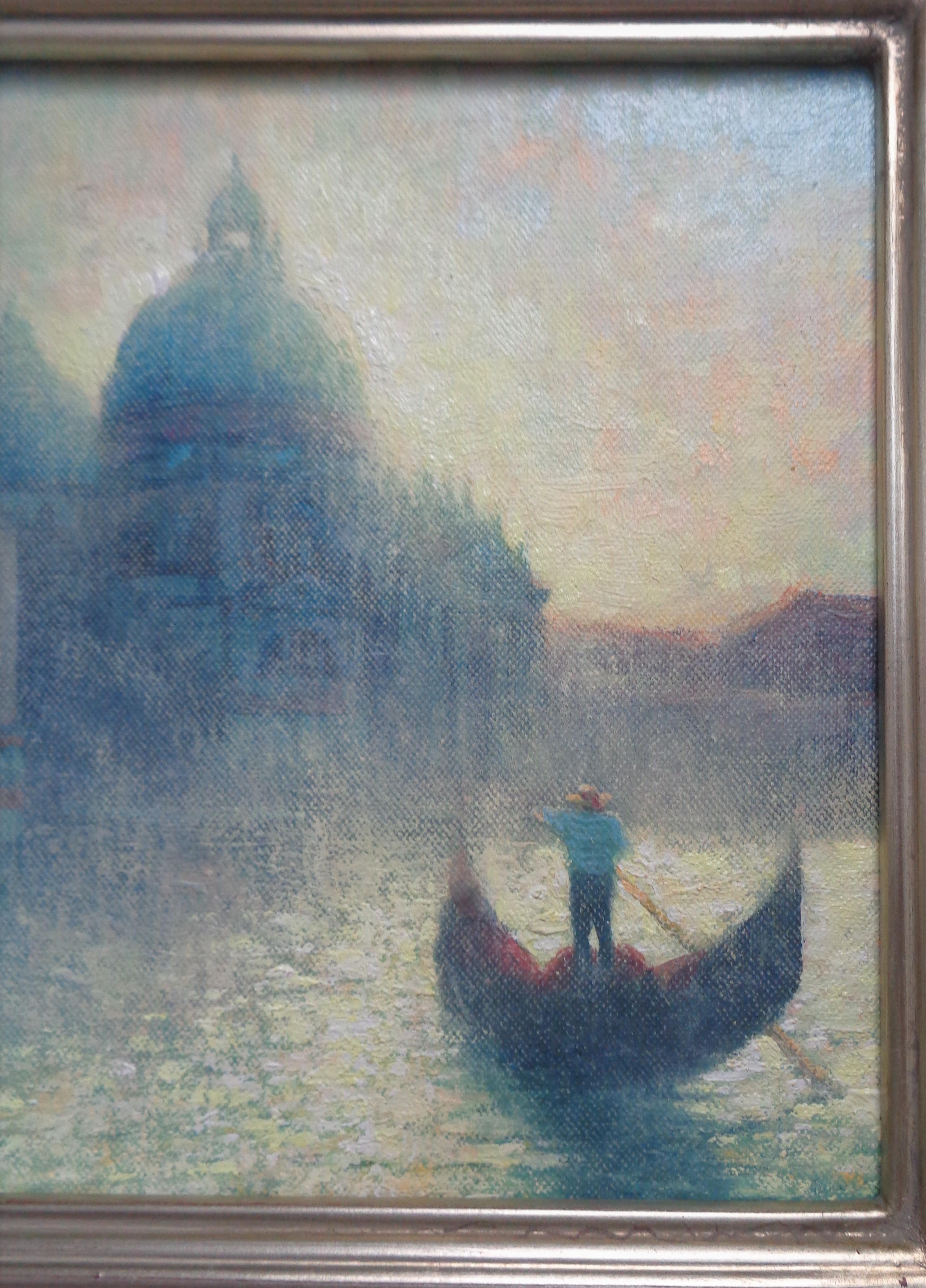 Paisaje marino impresionista Pintura de Venecia Michael Budden Luz matinal en venta 3