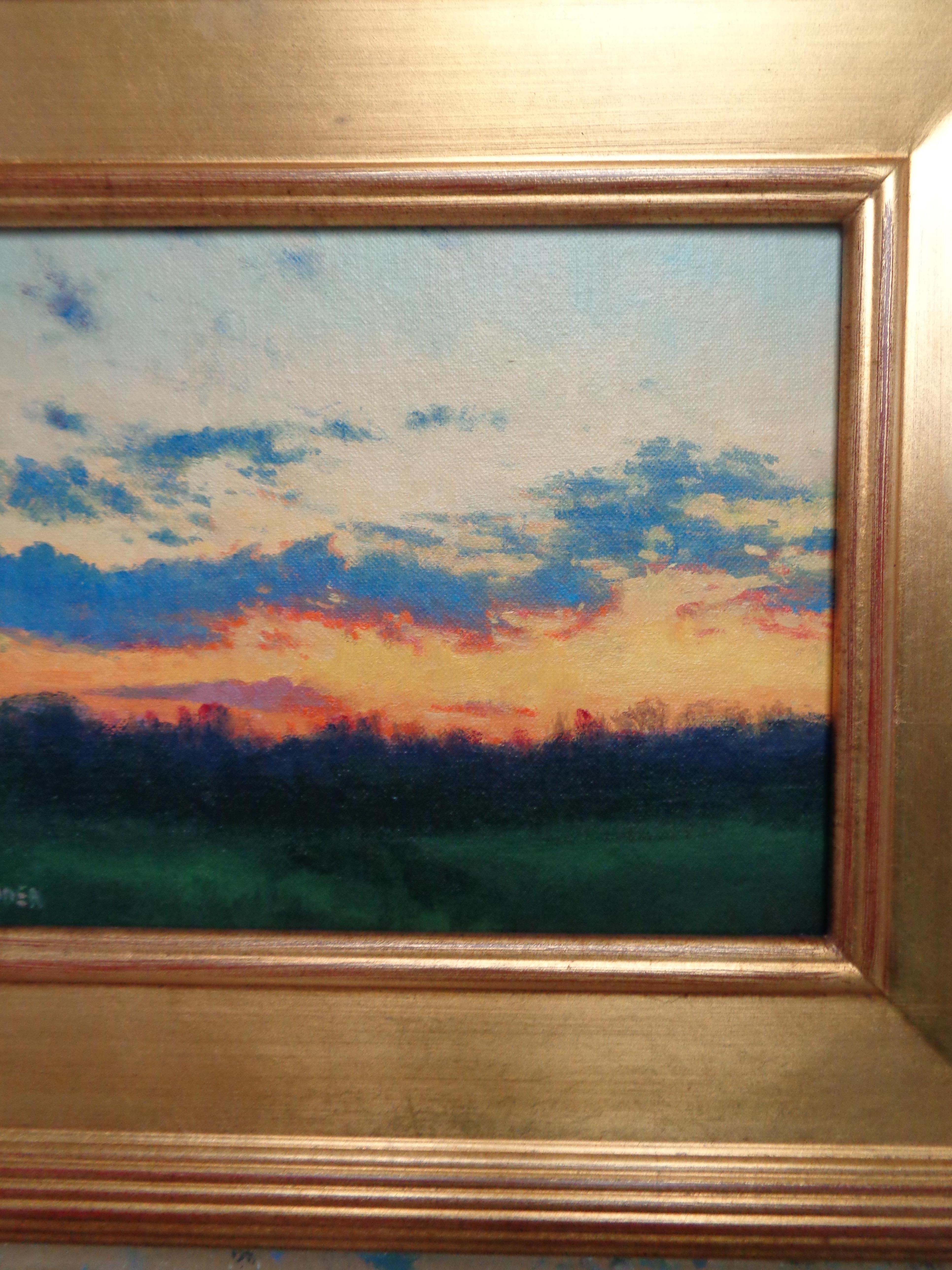 Pittura a olio impressionistica del cielo Michael Budden Colori della sera in vendita 3