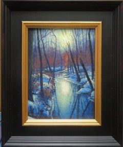 Pintura al óleo impresionista sobre nieve Michael Budden Amanecer de invierno