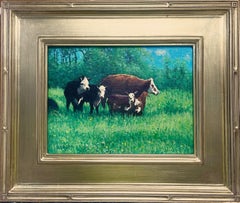 Impressionistic Sunrise Landscape Painting Michael Budden Summer Pasture Cows