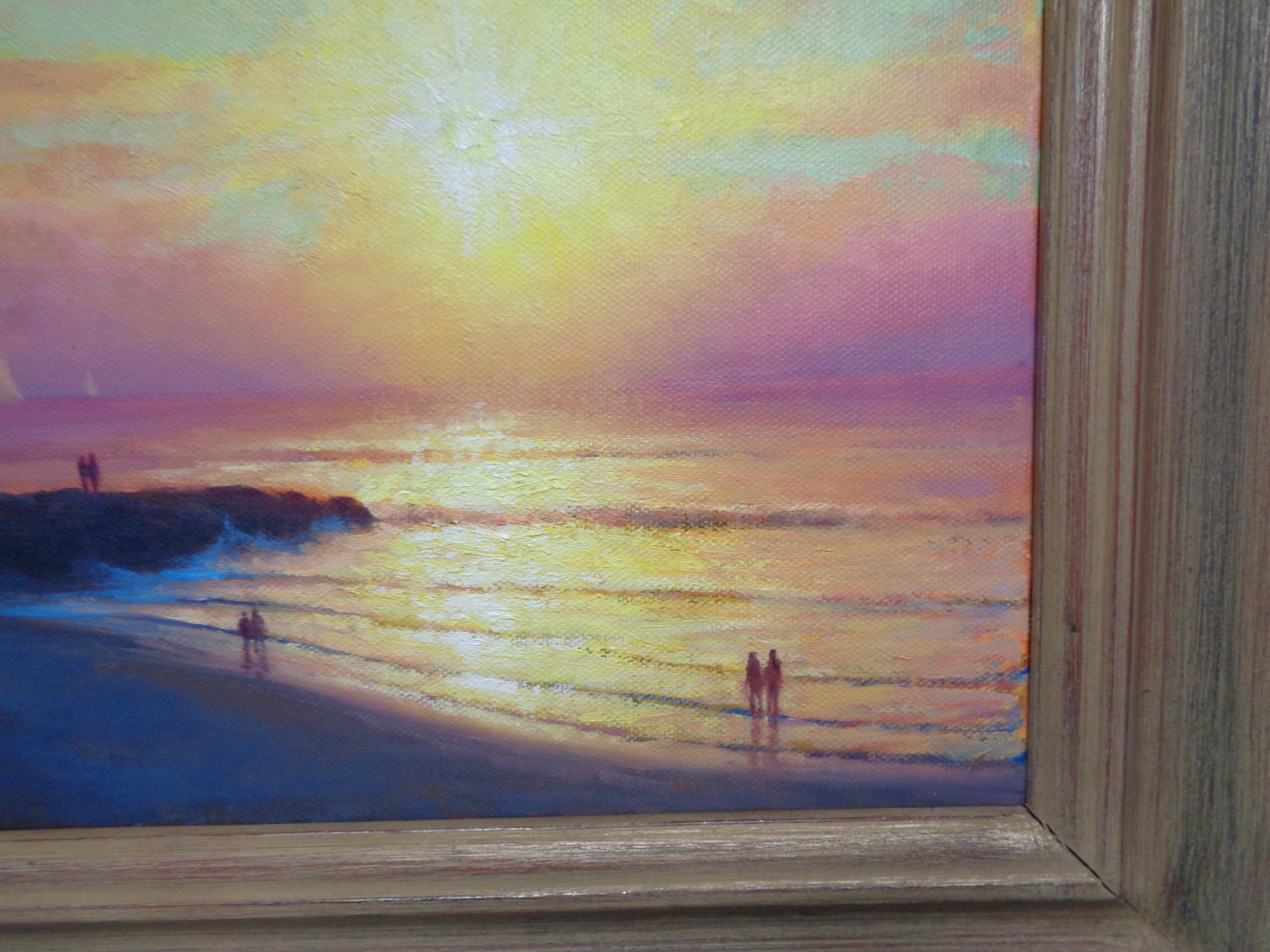 Peinture impressionniste à l'huile sur fond de mer à l'aube Michael Budden Sunrise Sensation en vente 3