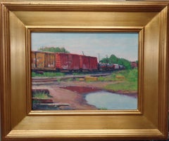  Impressionistic Train Landscape Oil Painting Michael Budden Boxcar Reflections