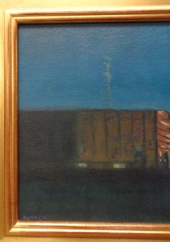 Impressionistic Train Night Landscape Painting Michael Budden Evening Boxcar