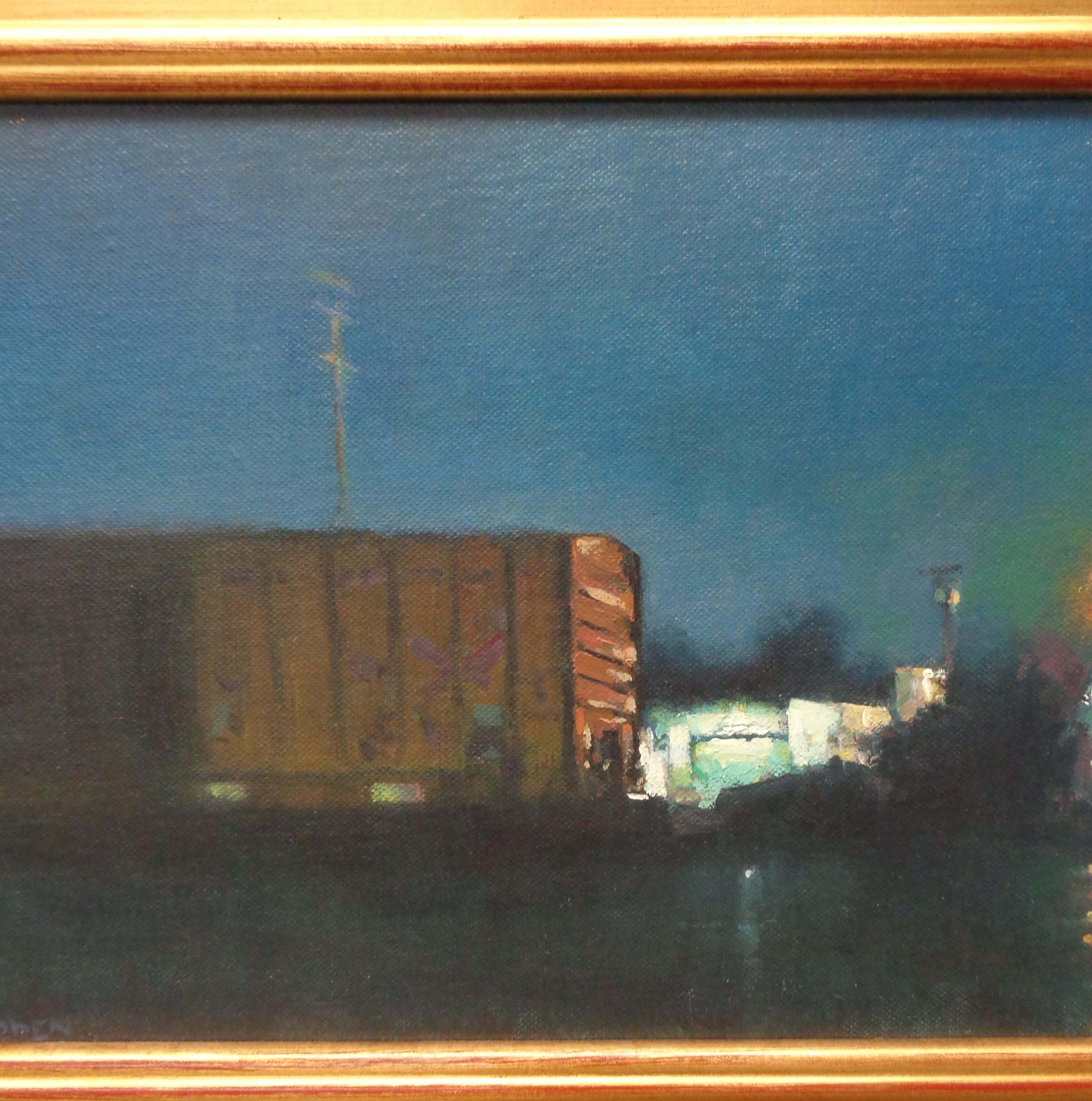  Impressionistic Train Night Landscape Painting Michael Budden Evening Boxcar 2