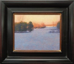 Impressionistic Winter Snow Landscape Oil Painting Michael Budden Evening Light