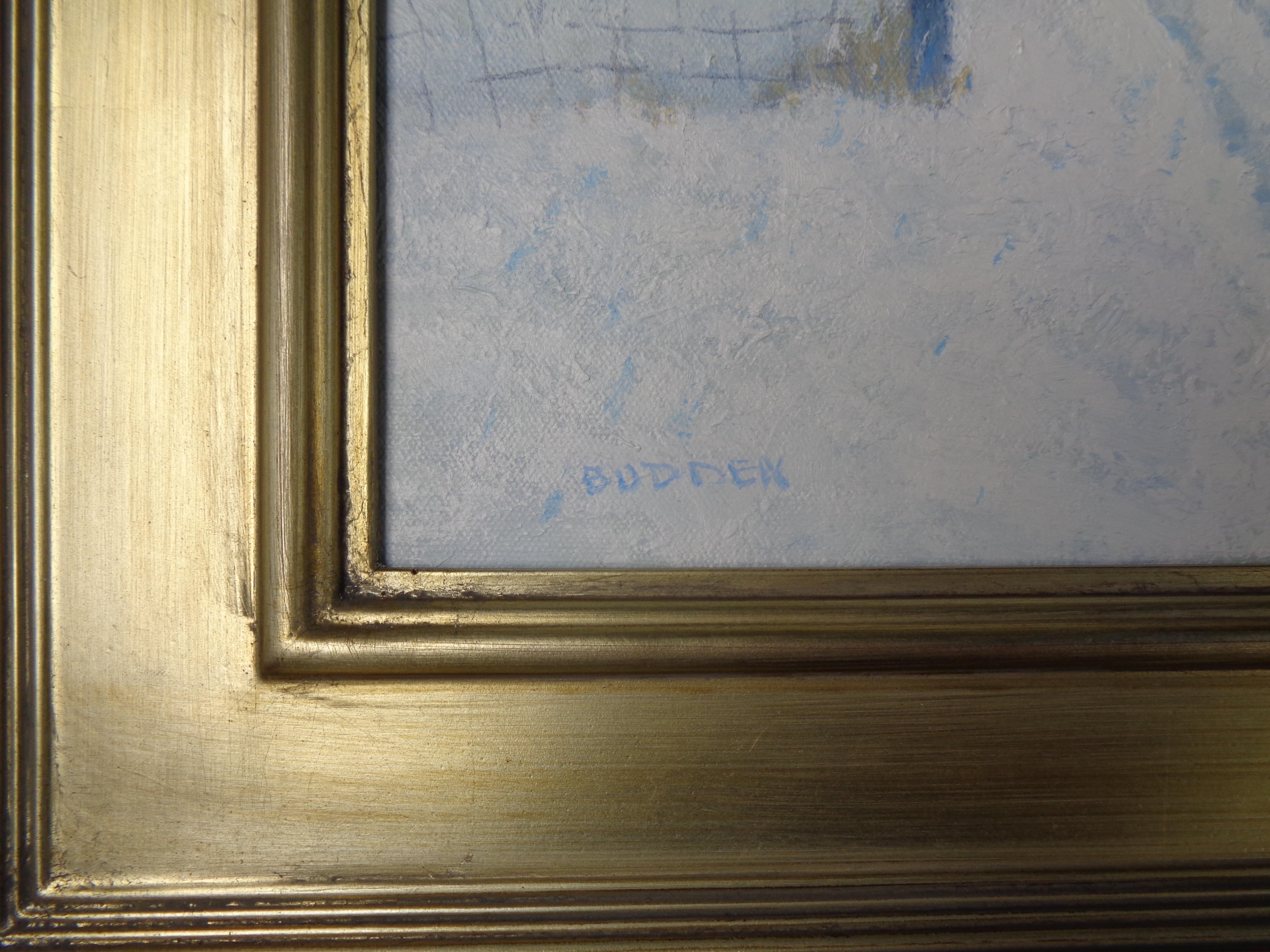 Impressionista Paesaggio invernale di neve Pittura a olio Michael Budden Cavalli d'inverno in vendita 6