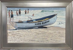  ImpressionisticRealism Stone Harbor Life Guard Boat Oil Painting Michael Budden