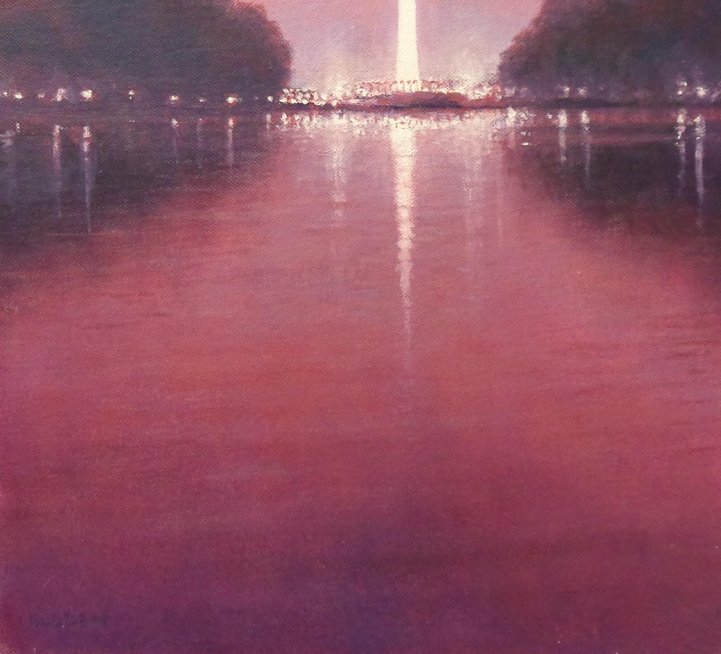 Paesaggio dipinto a olio Michael Budden vestito con il monumento a Washington Garnett in vendita 2