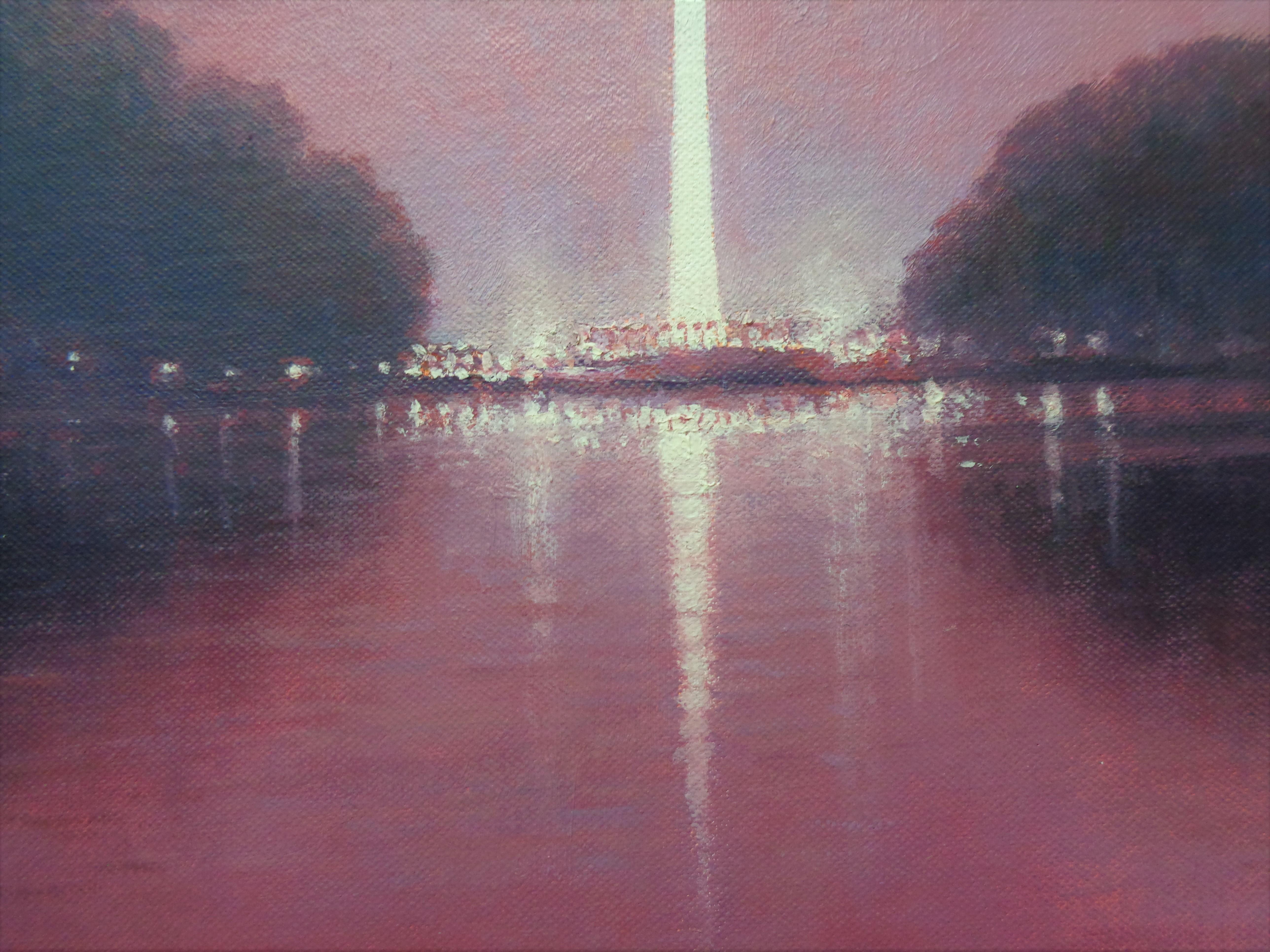 Paesaggio dipinto a olio Michael Budden vestito con il monumento a Washington Garnett in vendita 3