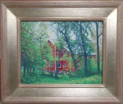 Landscape Oil Paintingby  Michael Budden Spring Farm Thru Trees