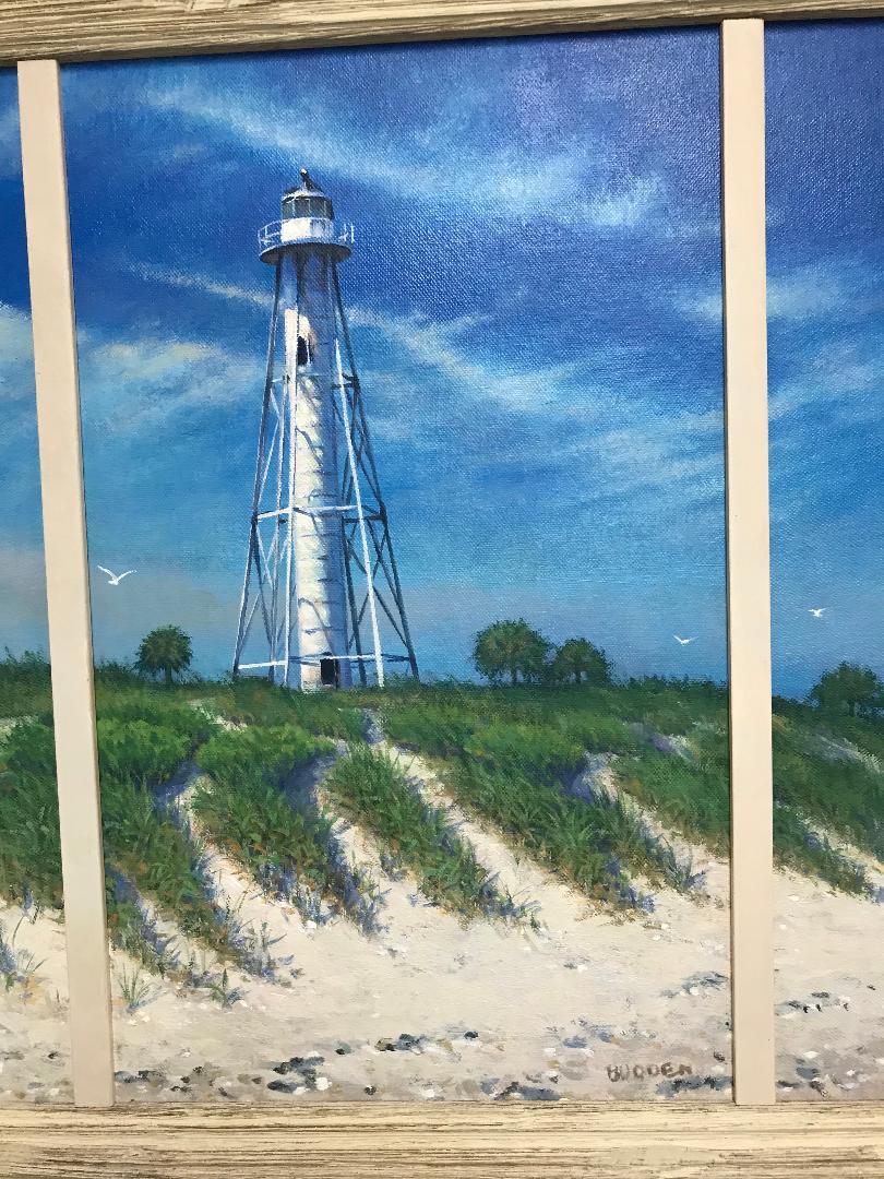 Light House Boca Grande FL Gamma Light Pittura ad olio di Michael Budden in vendita 2